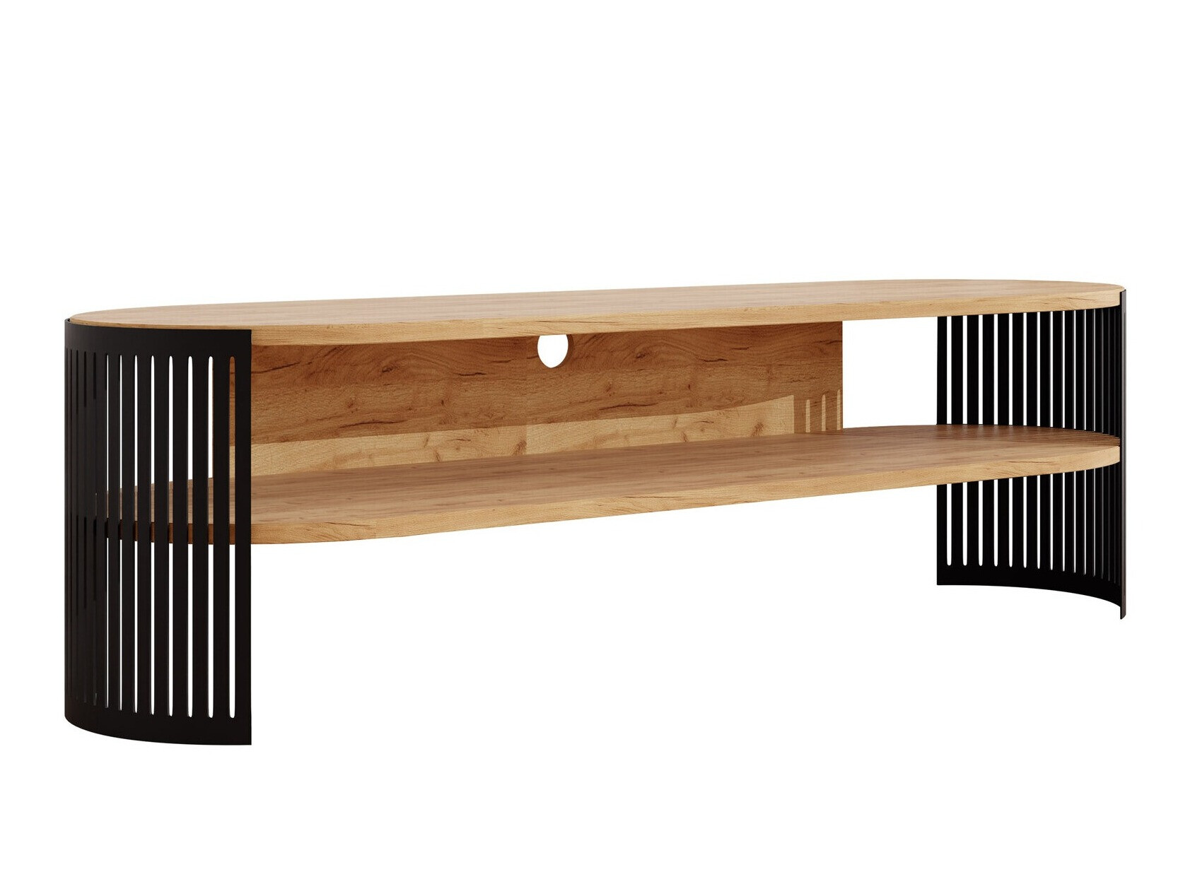 Mueble TV Civer (Negro + Roble dorado artesanal)