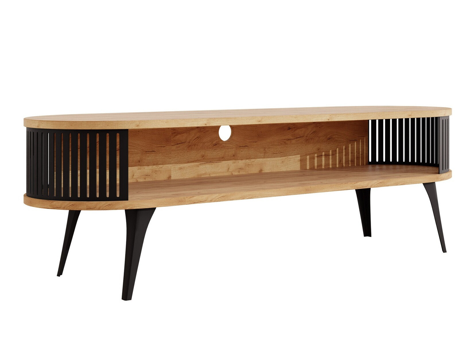 Mueble TV Sordore 108 (Negro + Roble dorado artesanal)