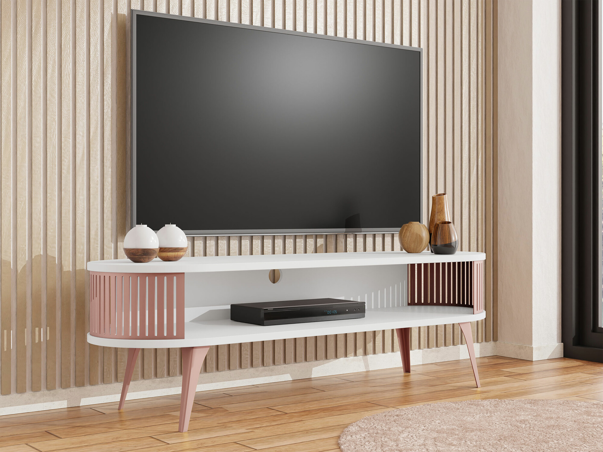 Mueble TV Sordore 110 (Rosa + Blanco)