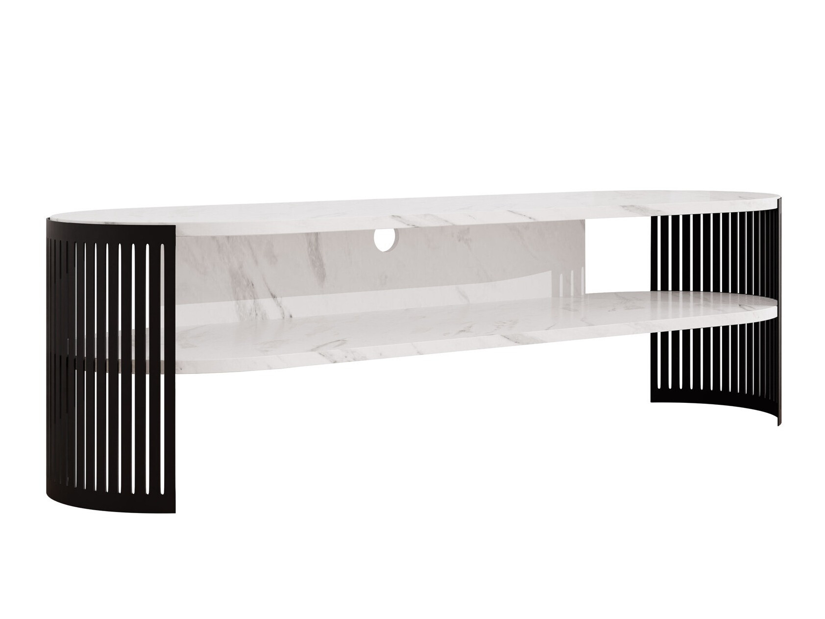 Mueble TV Sordore 121 (Negro + Mármol blanco)