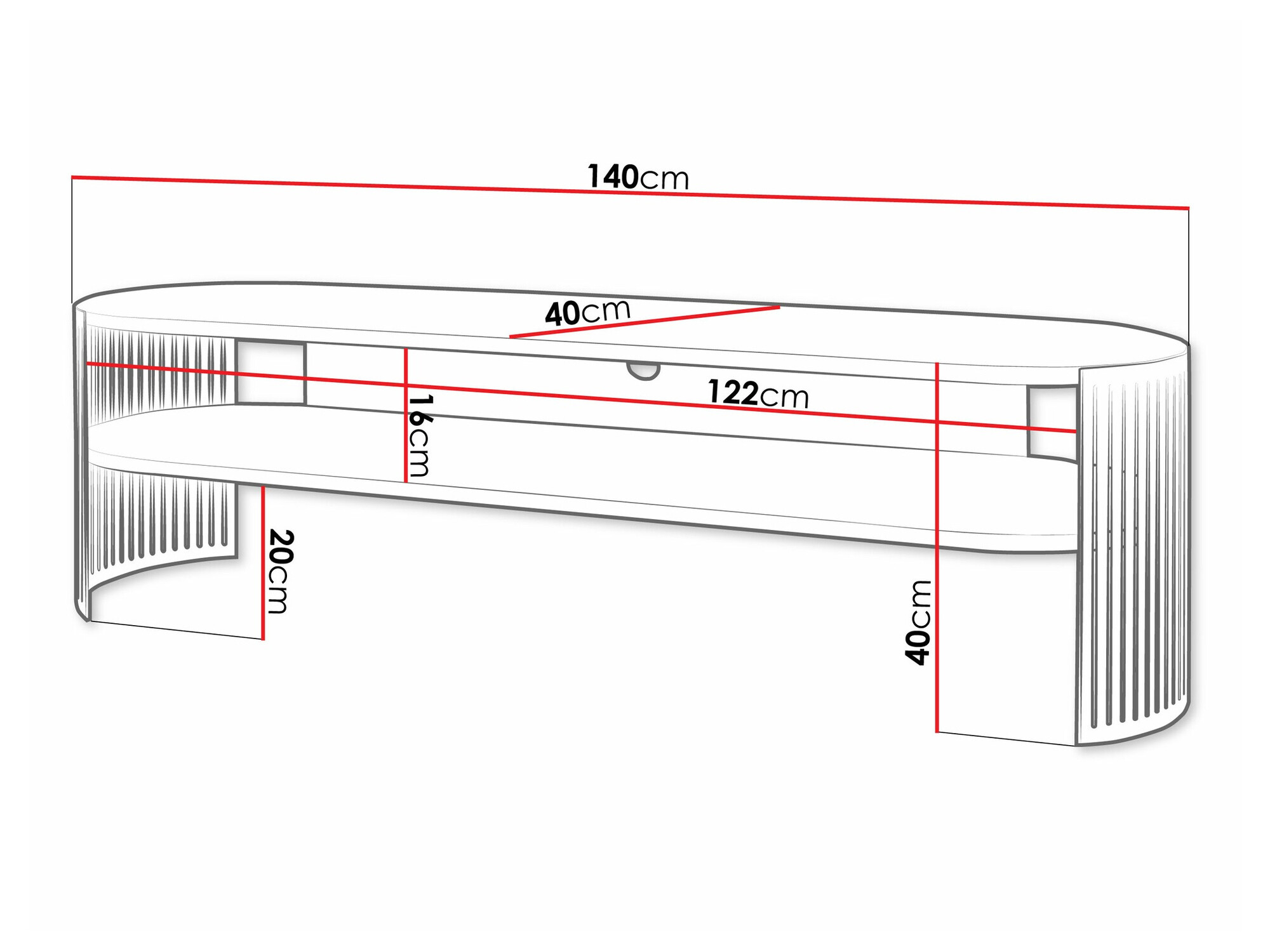 Mueble TV Sordore 121 (Negro + Mármol blanco)