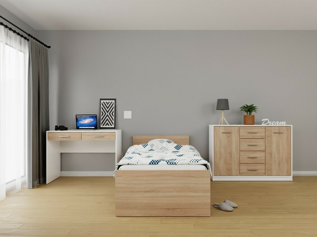 Conjunto de dormitorio Novsore 149 (Blanco + Roble Sonoma)