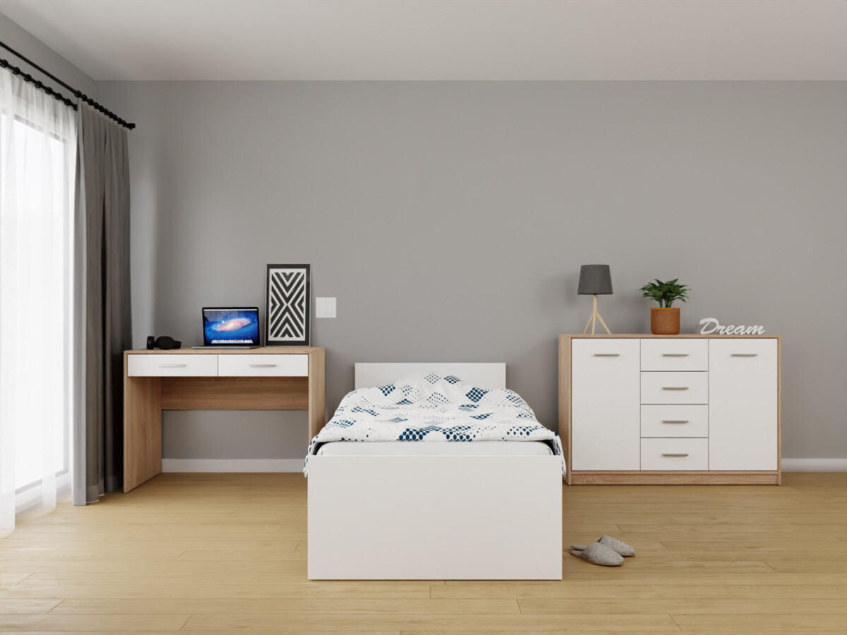 Conjunto de dormitorio Novsore 149 (Roble Sonoma + Blanco)