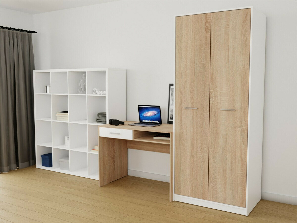 Conjunto para oficina en casa Novsore 153 (Blanco + Roble Sonoma)