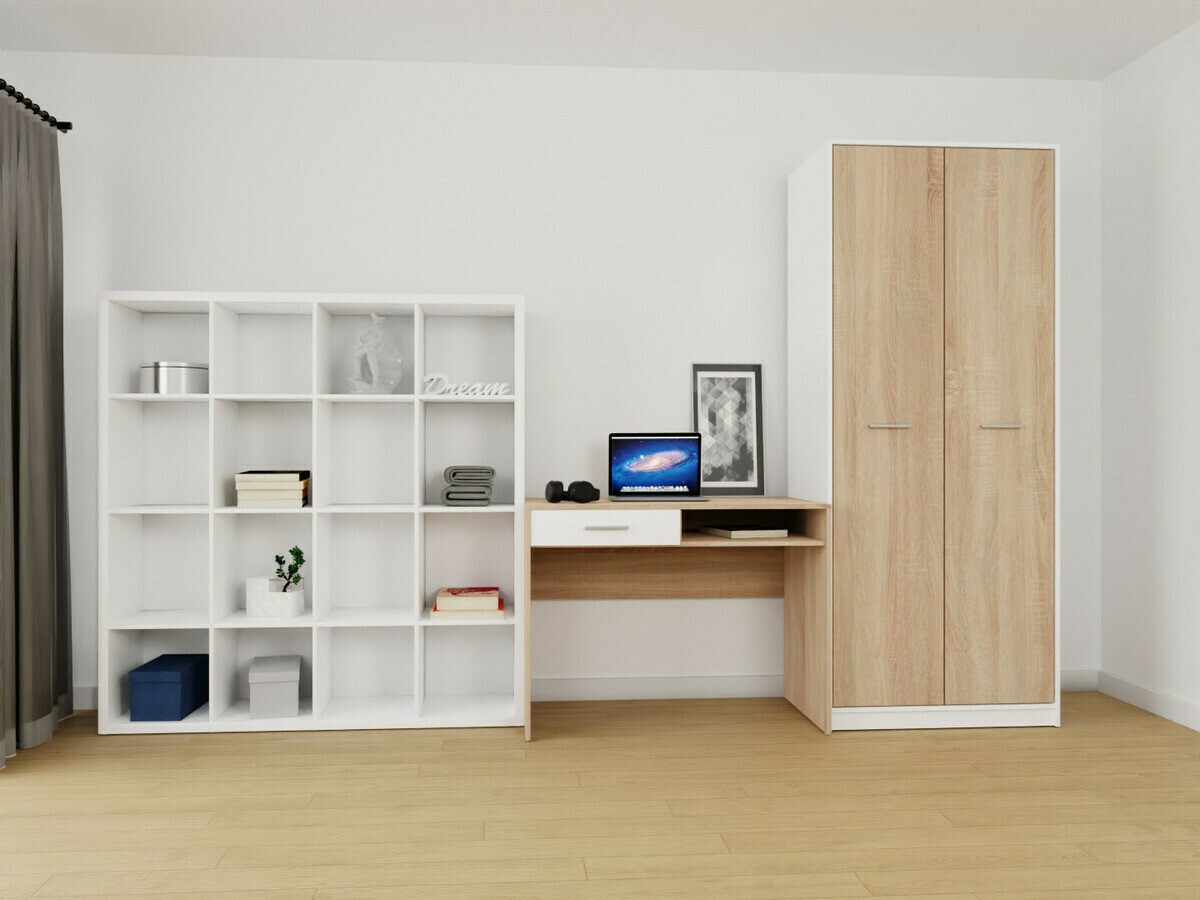 Conjunto para oficina en casa Novsore 153 (Blanco + Roble Sonoma)