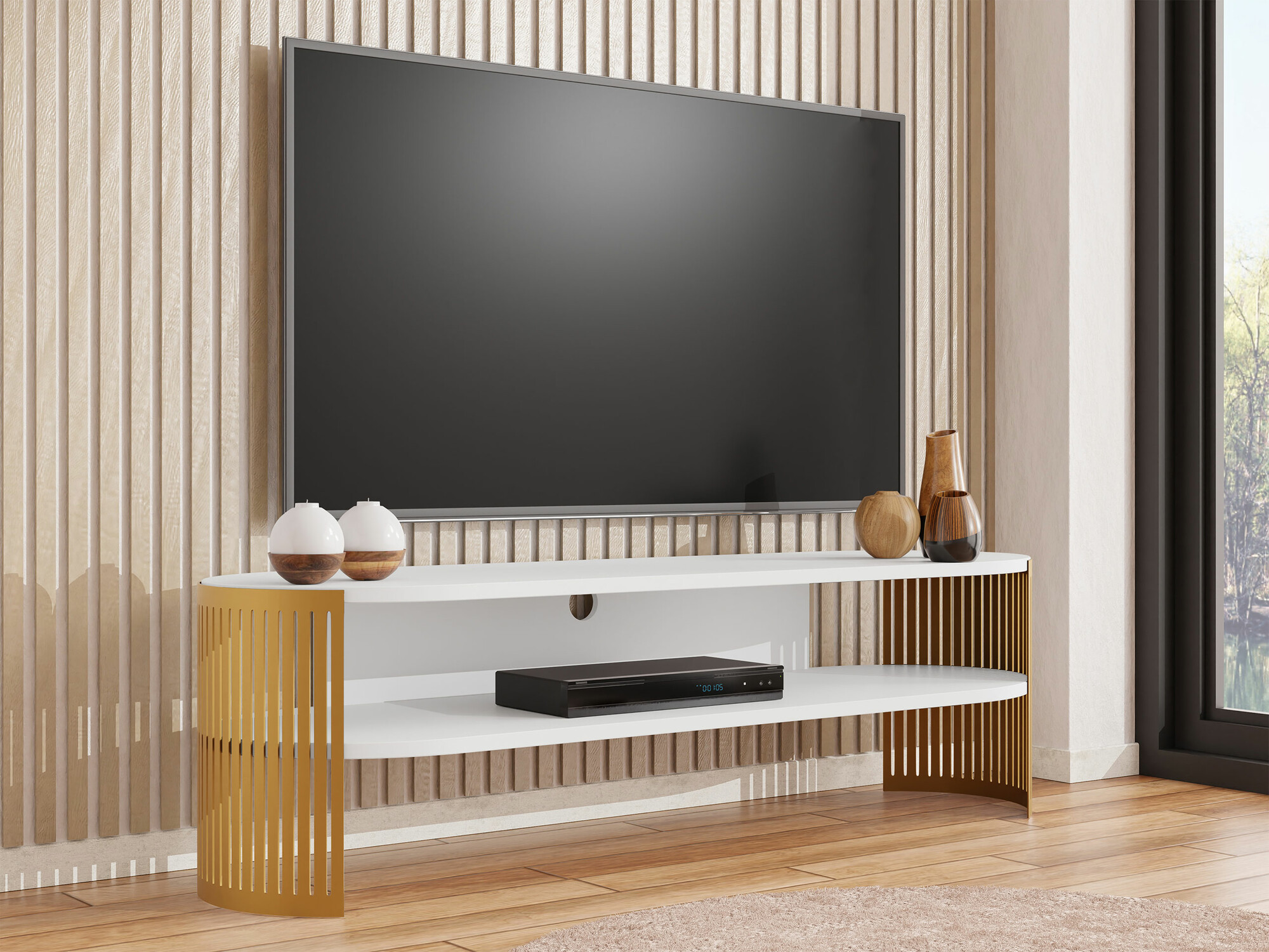 Mueble TV Civer I (Dorado + Blanco)