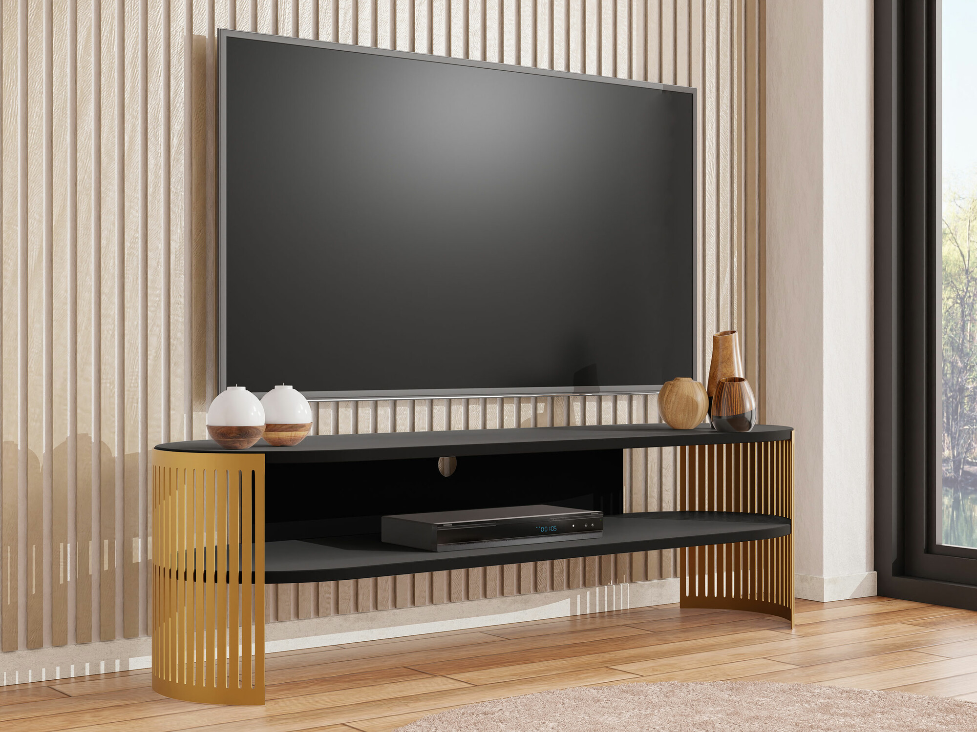 Mueble TV Sordore 122 (Dorado + Negro)