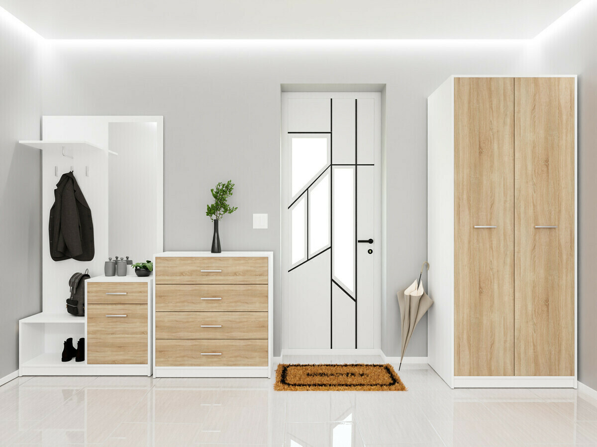 Conjunto para recibidor Novsore 154 (Blanco + Roble Sonoma)