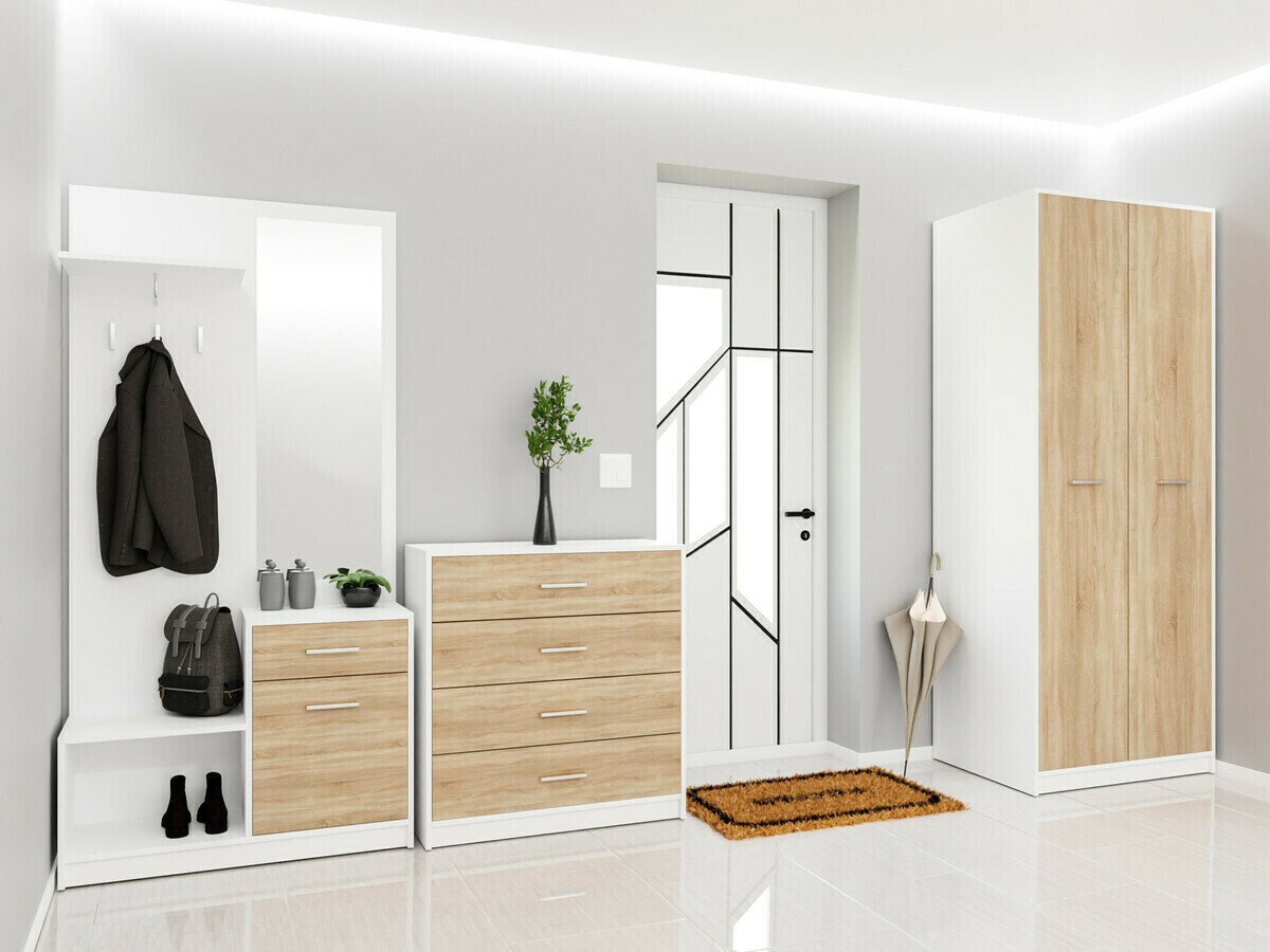 Conjunto para recibidor Novsore 154 (Blanco + Roble Sonoma)