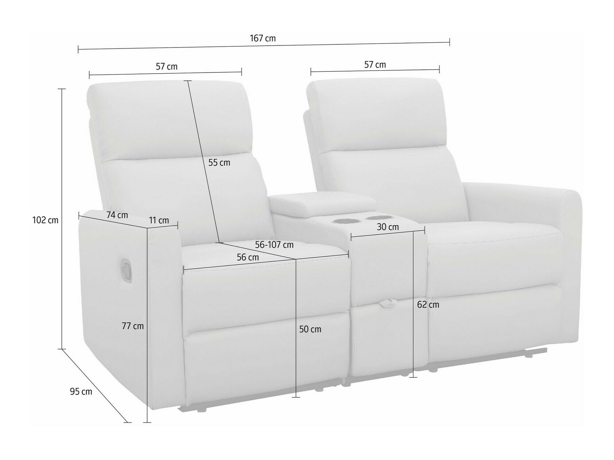 Sofá reclinable Denton 1397 (Antracita)