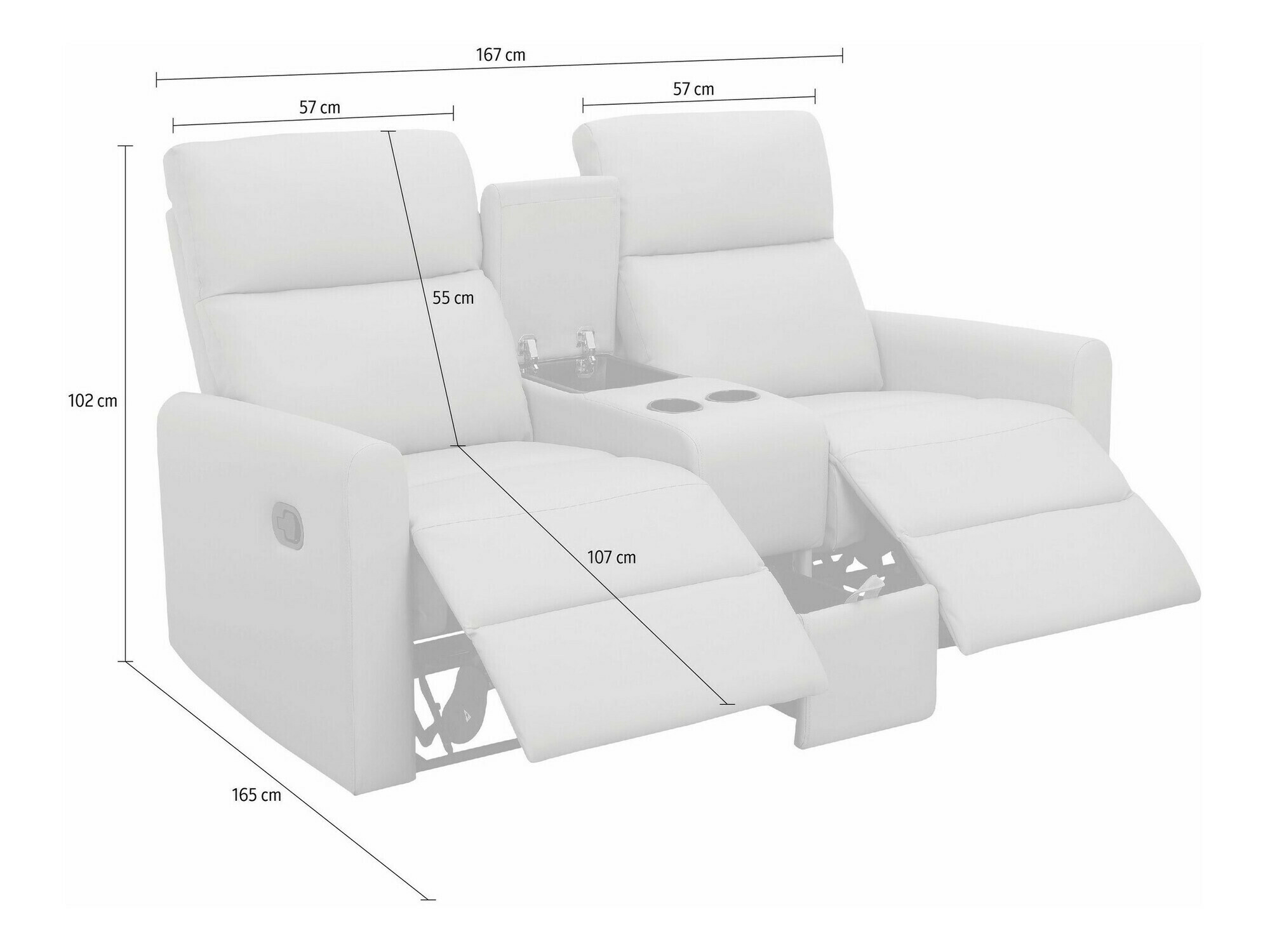 Sofá reclinable Denton 1398 (Antracita)