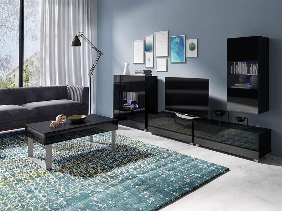 Conjunto de salón Tivdalu 140 (Negro + Negro brillante)