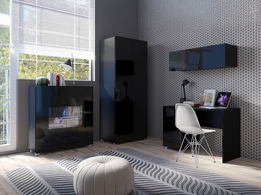 Juego de muebles Tivdalu 158 (Negro + Negro brillante)