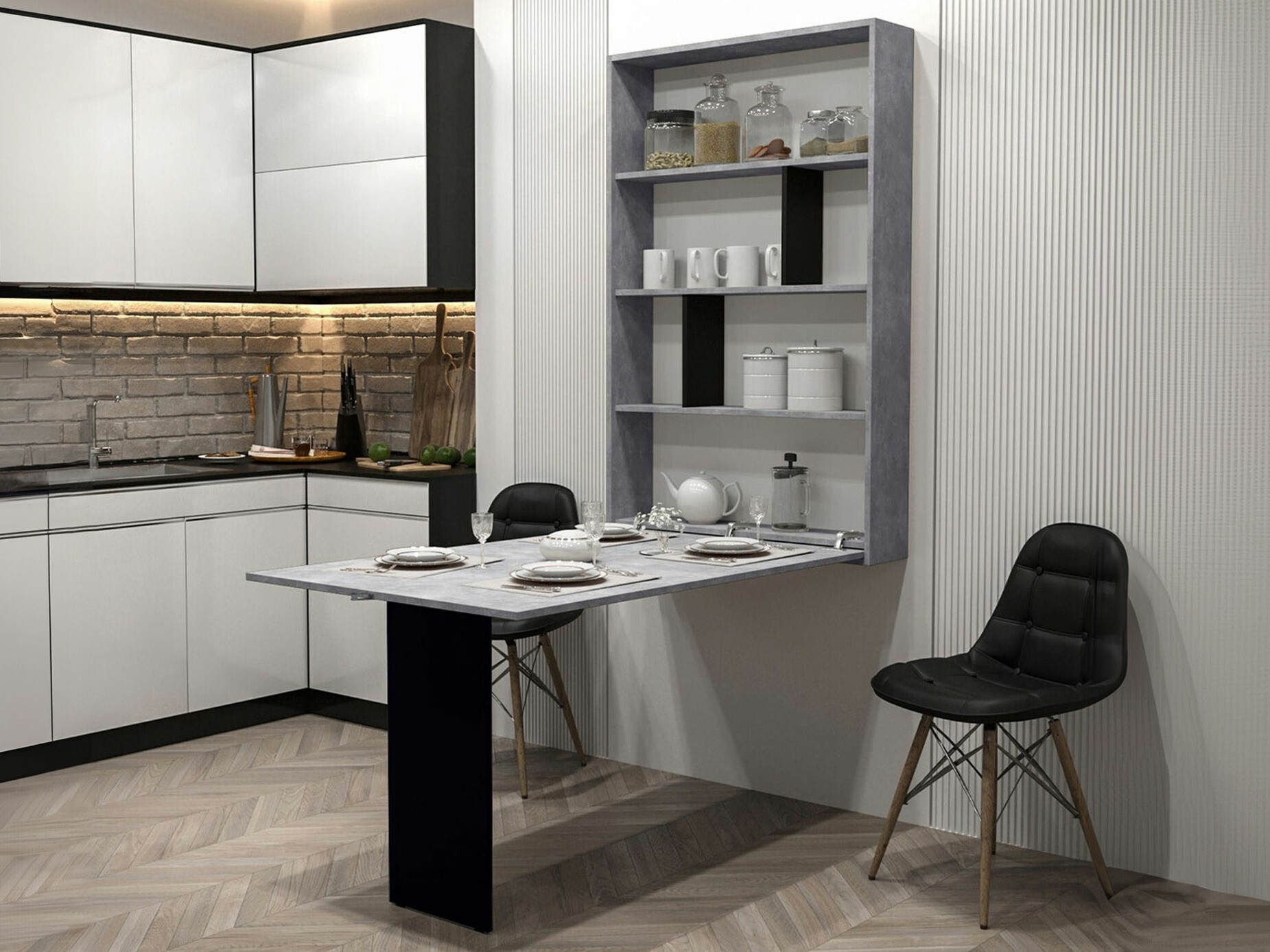 Mesa plegable Hartford 428 (Negro + Hormigón)