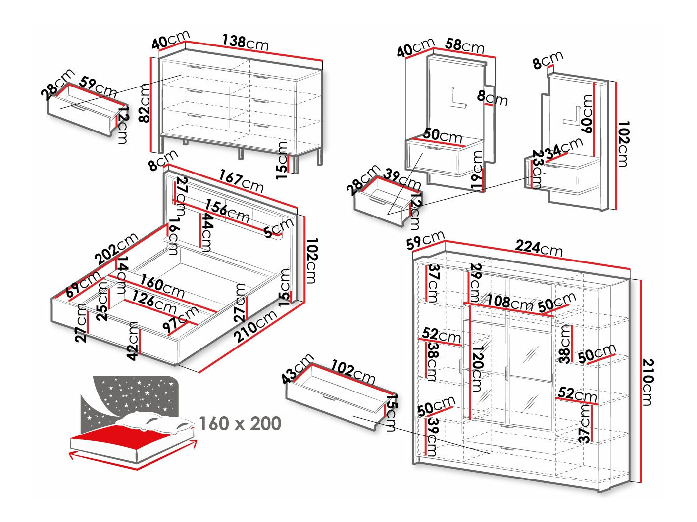 Conjunto de dormitorio Flodale 106