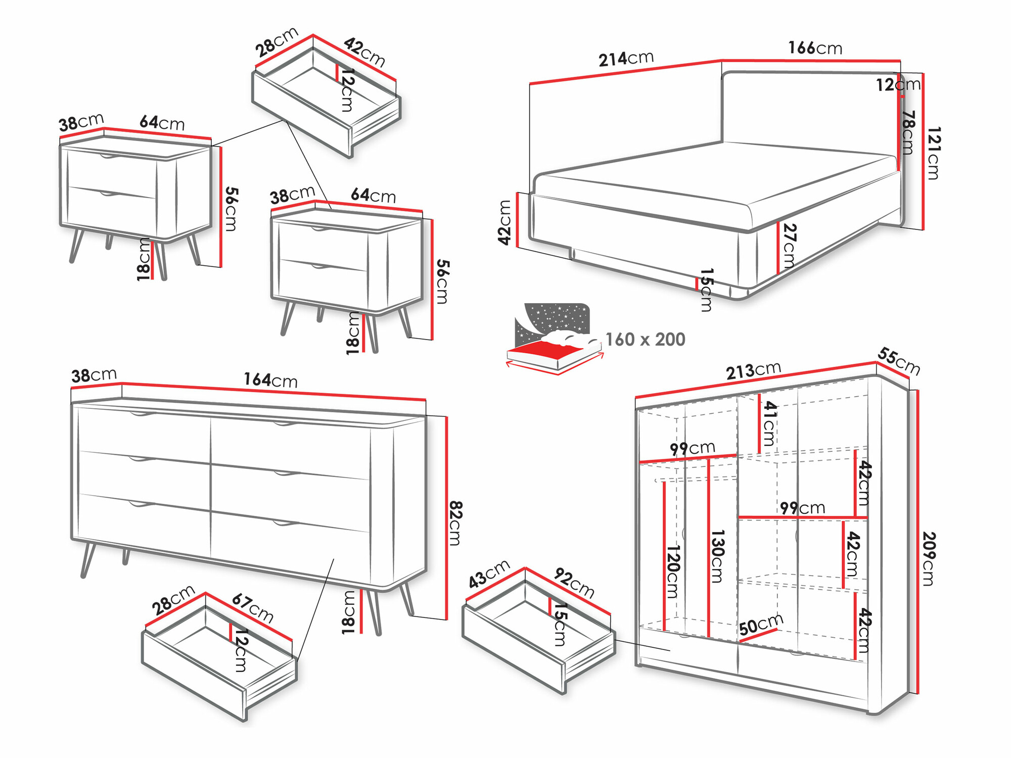 Conjunto de dormitorio Ioca