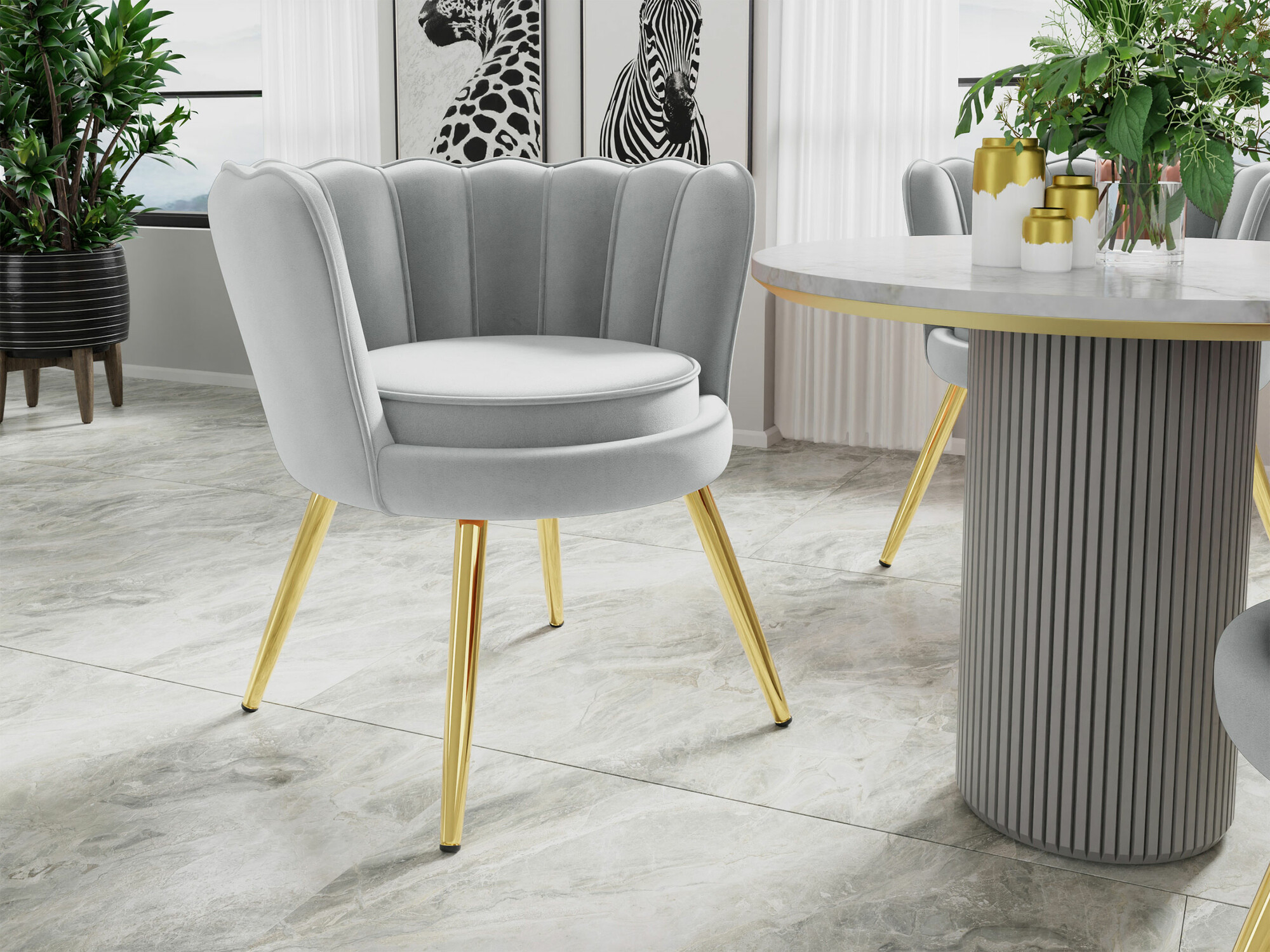 Sillón Comfivo Univae (Gris + Dorado)