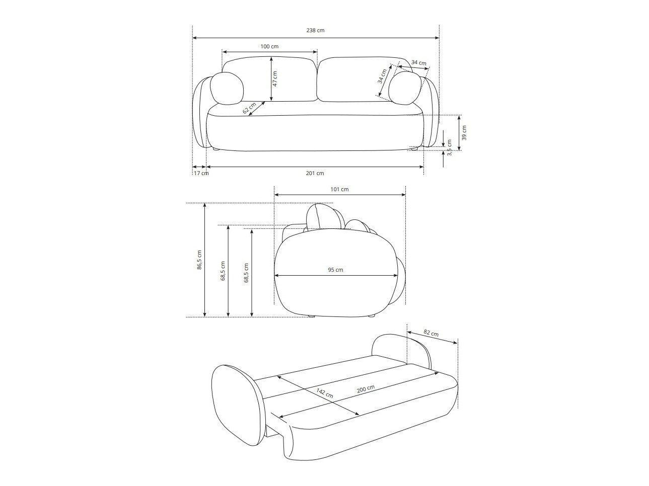 Sofá-cama Kingston 139 (Sicuro 65)