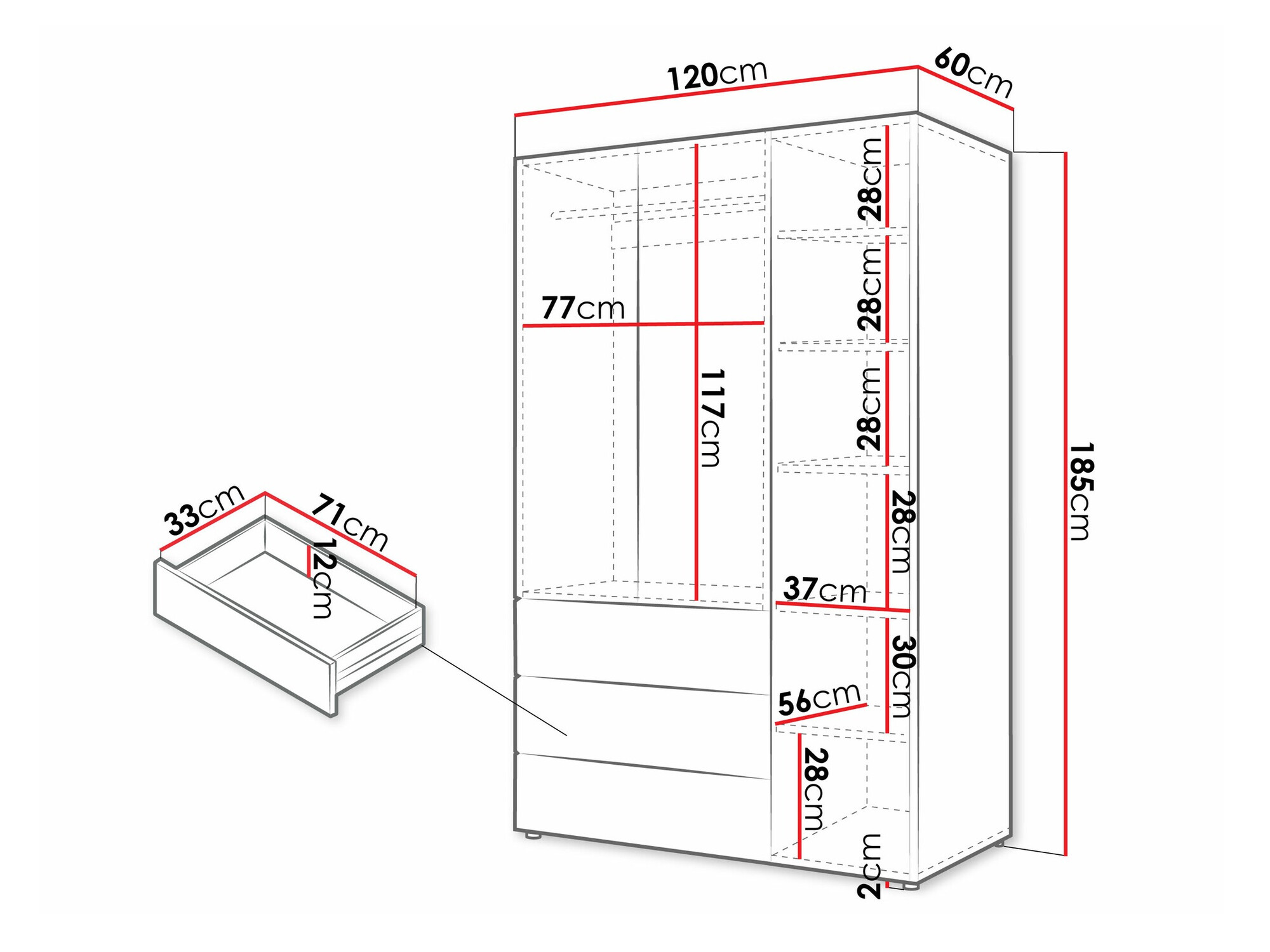 Armario Domcali 100 (Beige + Roble)
