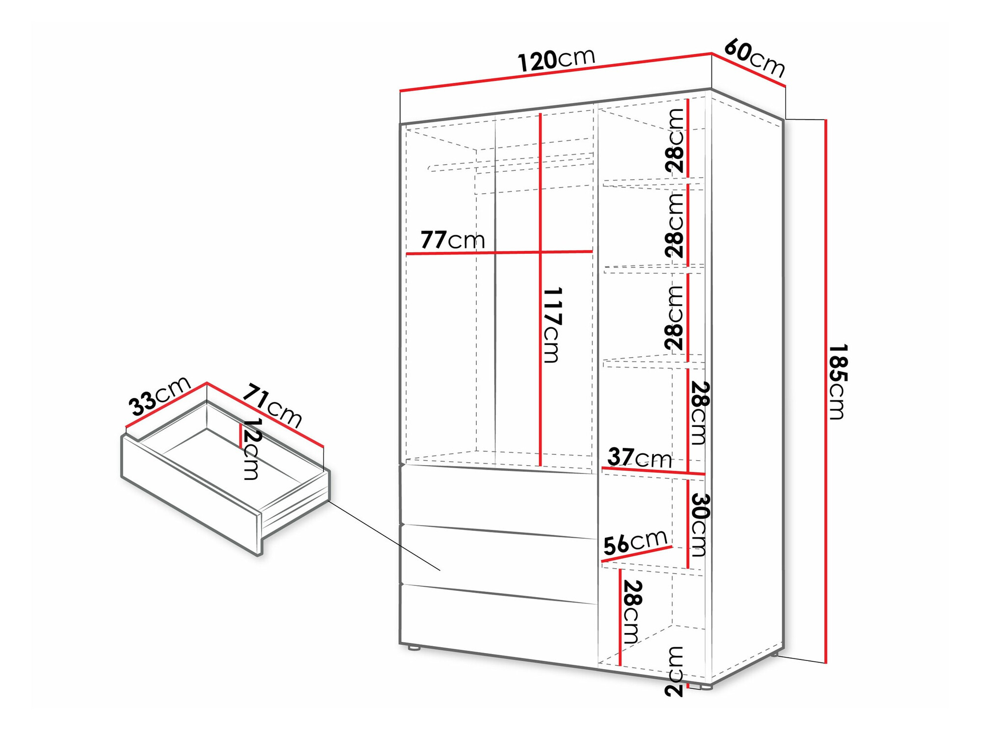 Armario Domcali 100 (Coral + Roble)