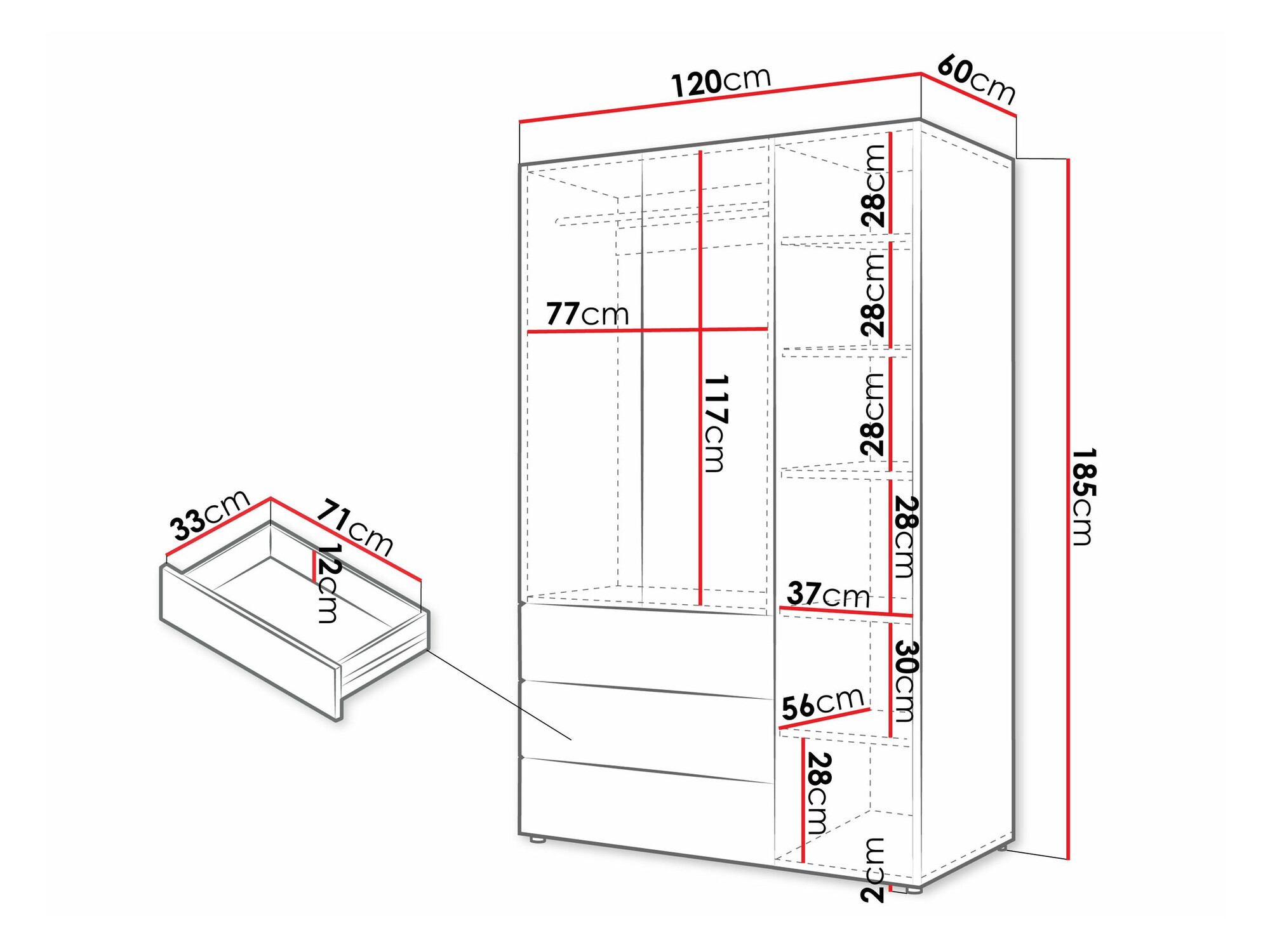 Armario Domcali 100 (Gris + Roble)
