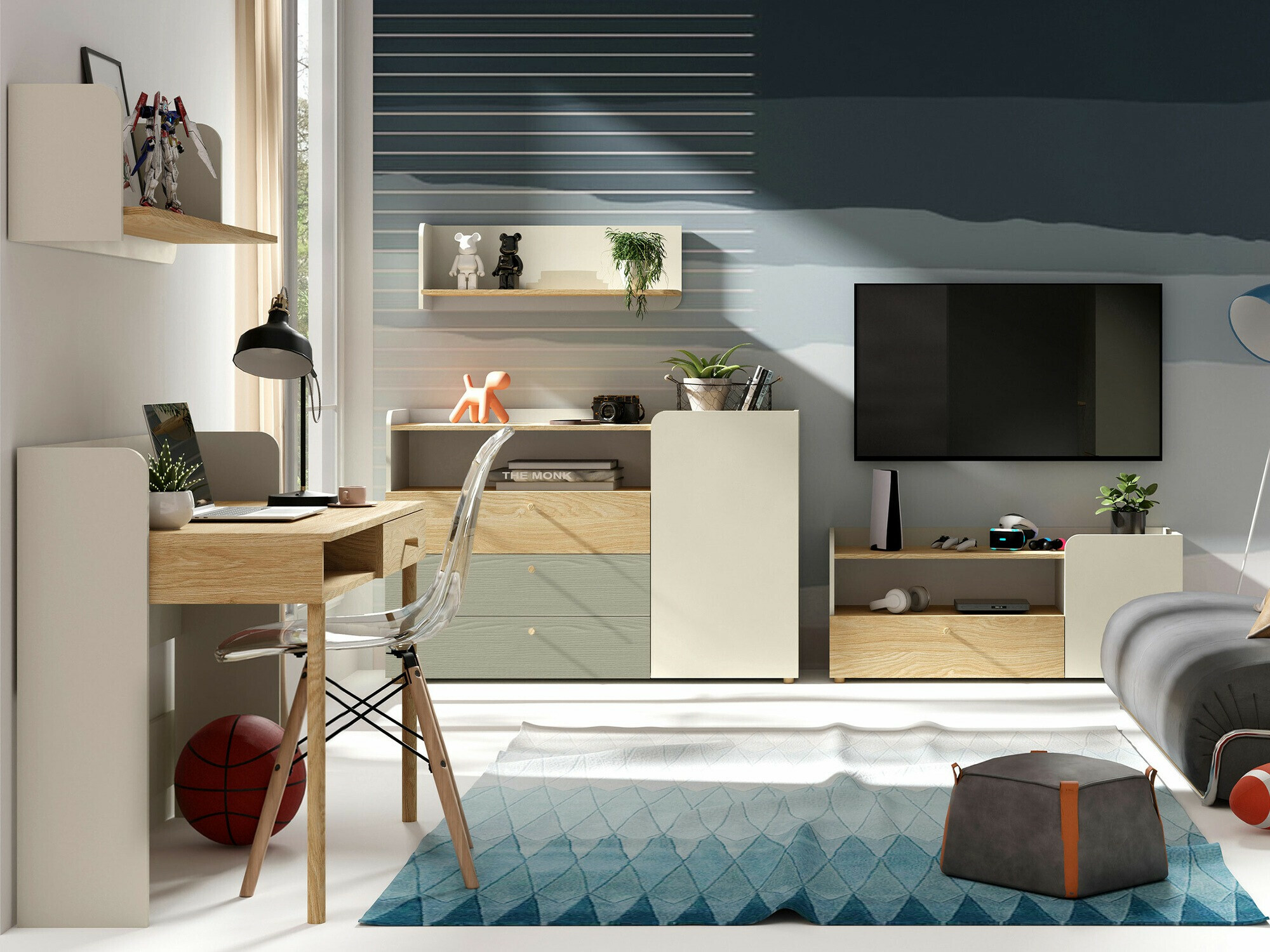 Cómoda Domcali 108 (Gris + Roble)