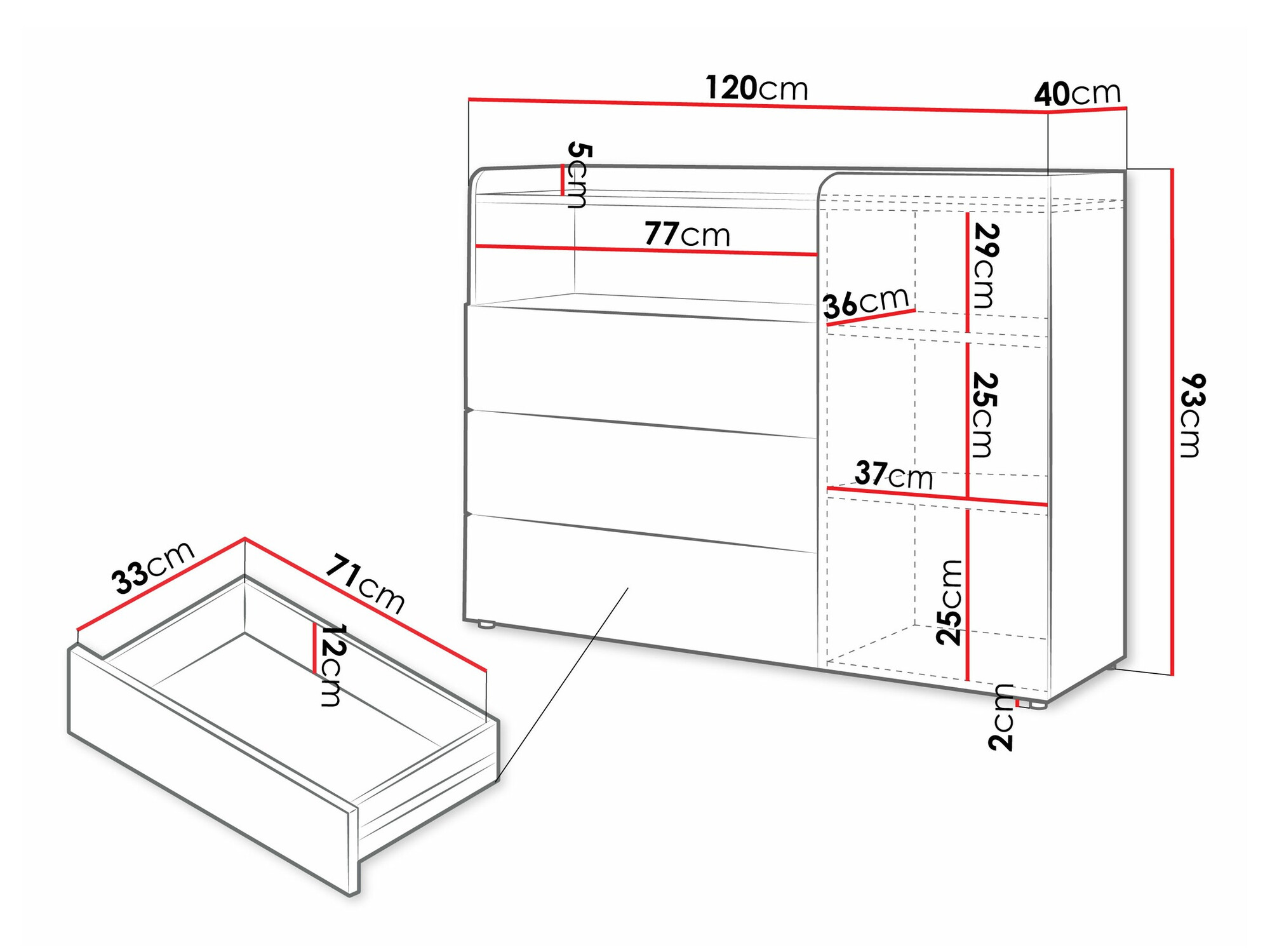 Cómoda Domcali 108 (Gris + Roble)