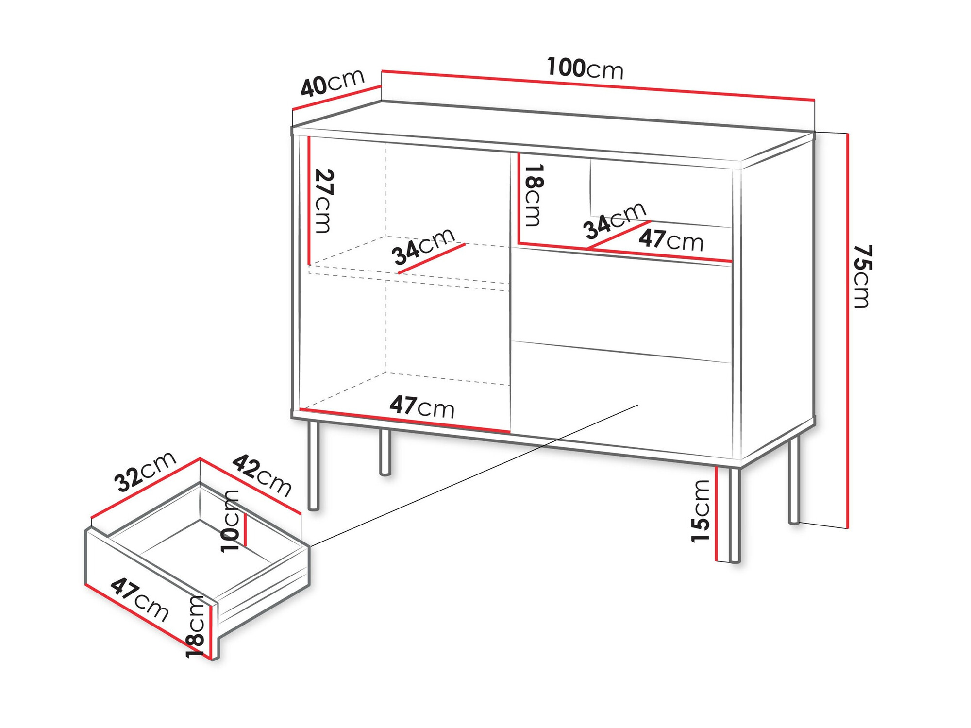 Cómoda Tolete 100 (Beige)