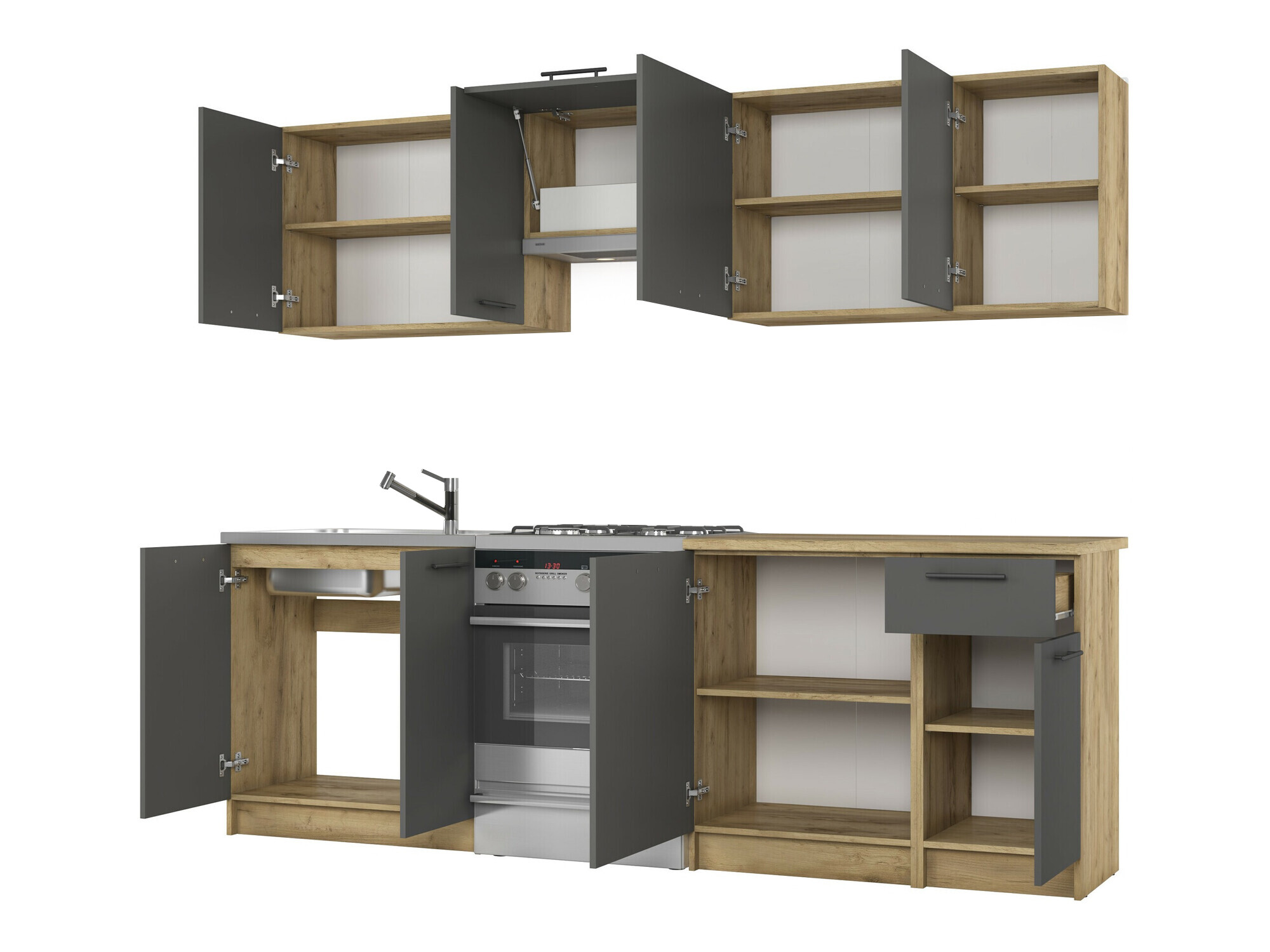 Conjunto de cocina Houston 856 (Antracita + Craft roble)