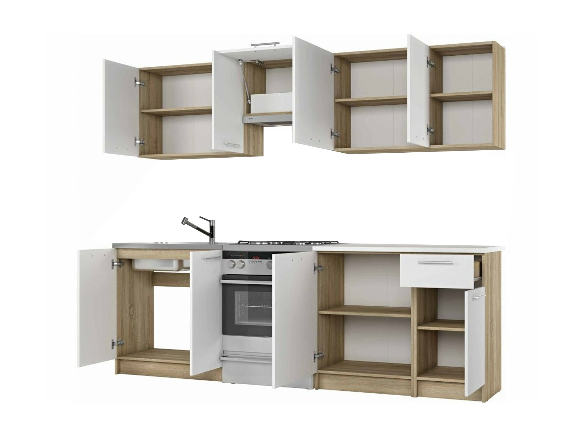 Conjunto de cocina Houston 856 (Blanco + Roble Sonoma)
