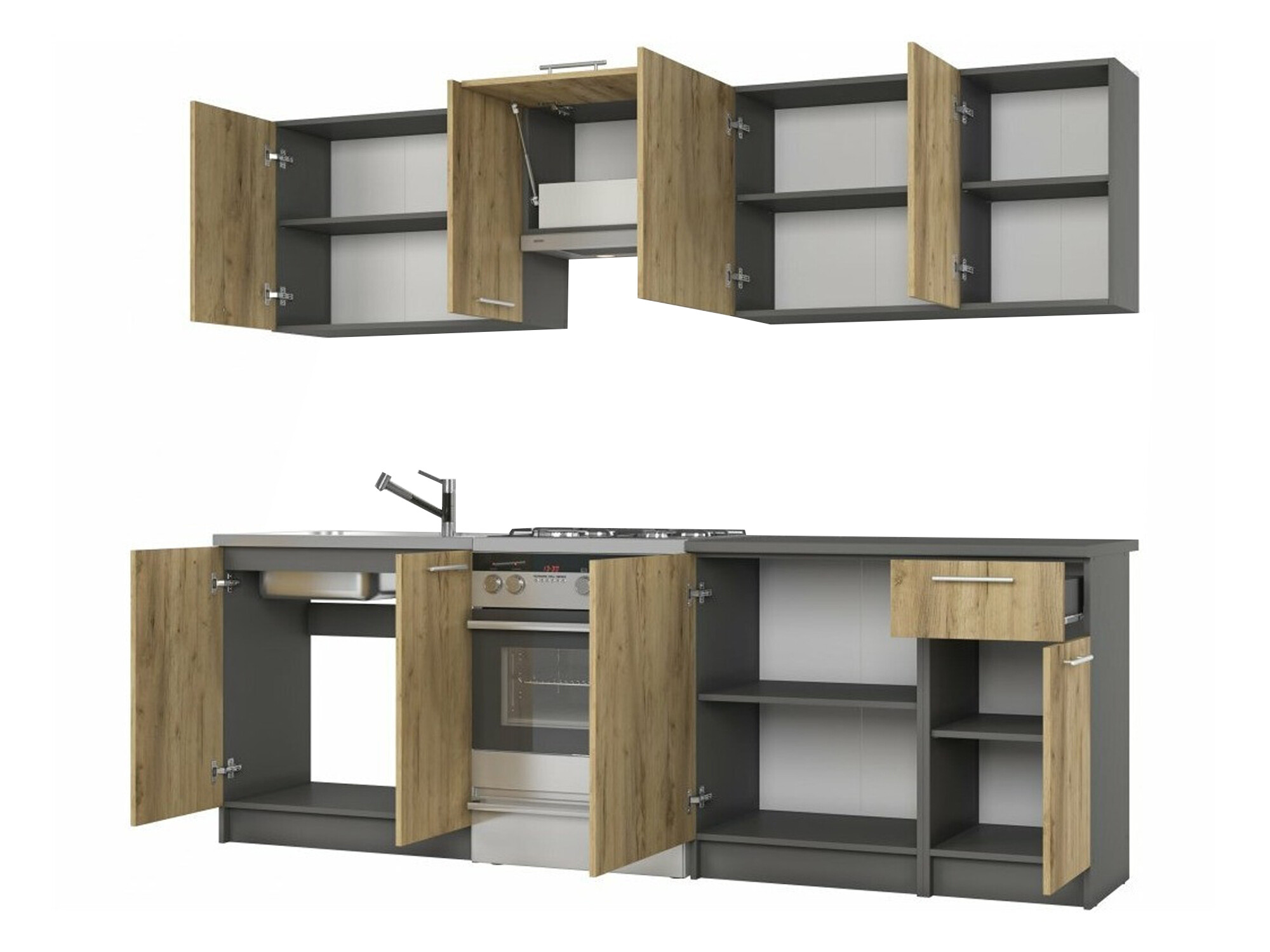 Conjunto de cocina Houston 856 (Roble wotan + Antracita)