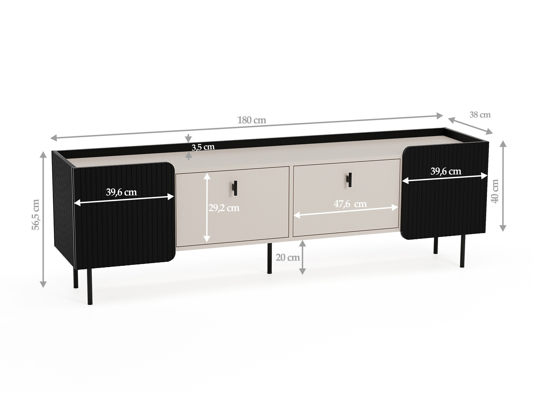 Mueble TV Mansfield 102 (Negro + Cachemira)