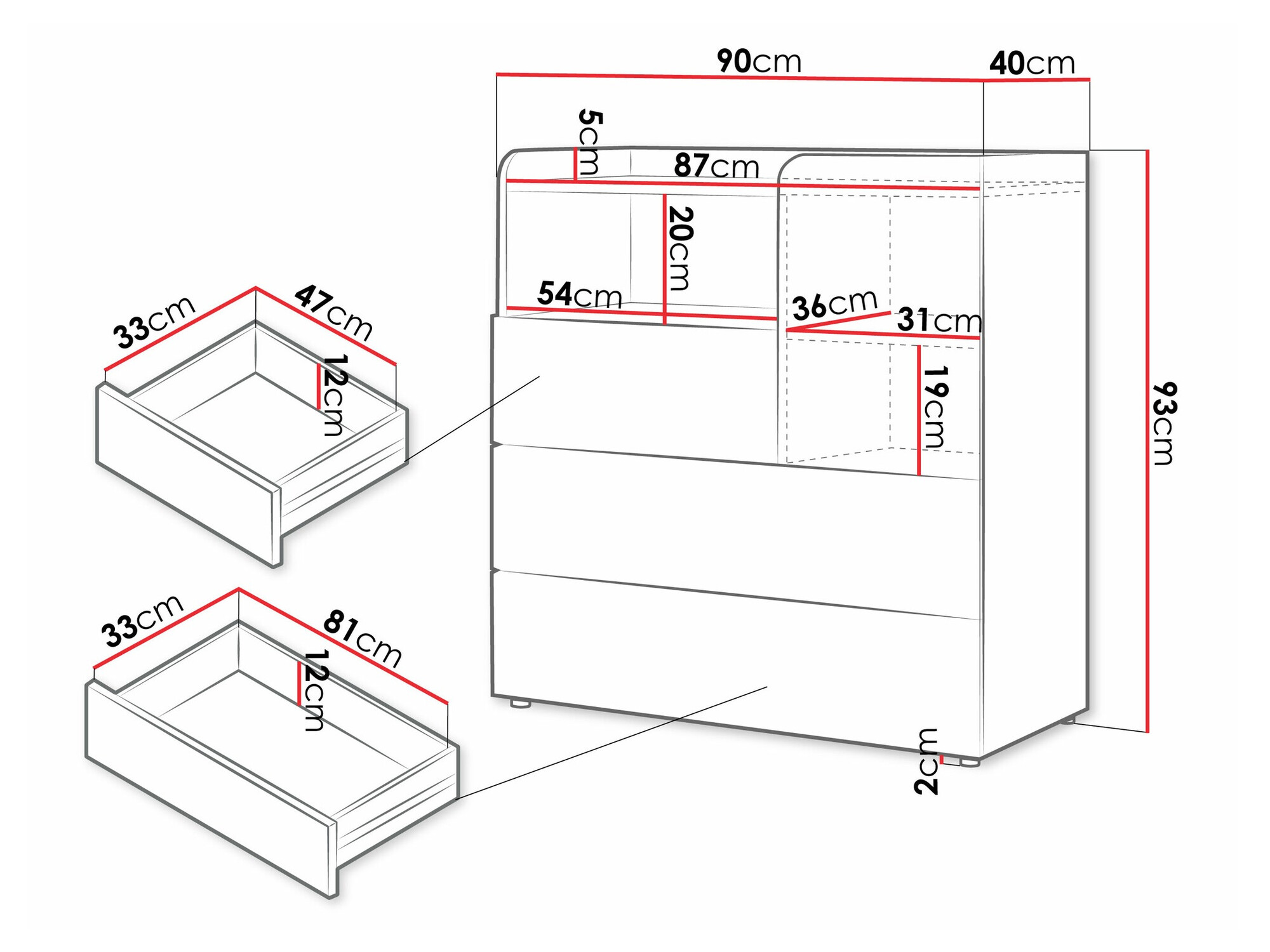 Cómoda Domcali 109 (Beige + Roble)