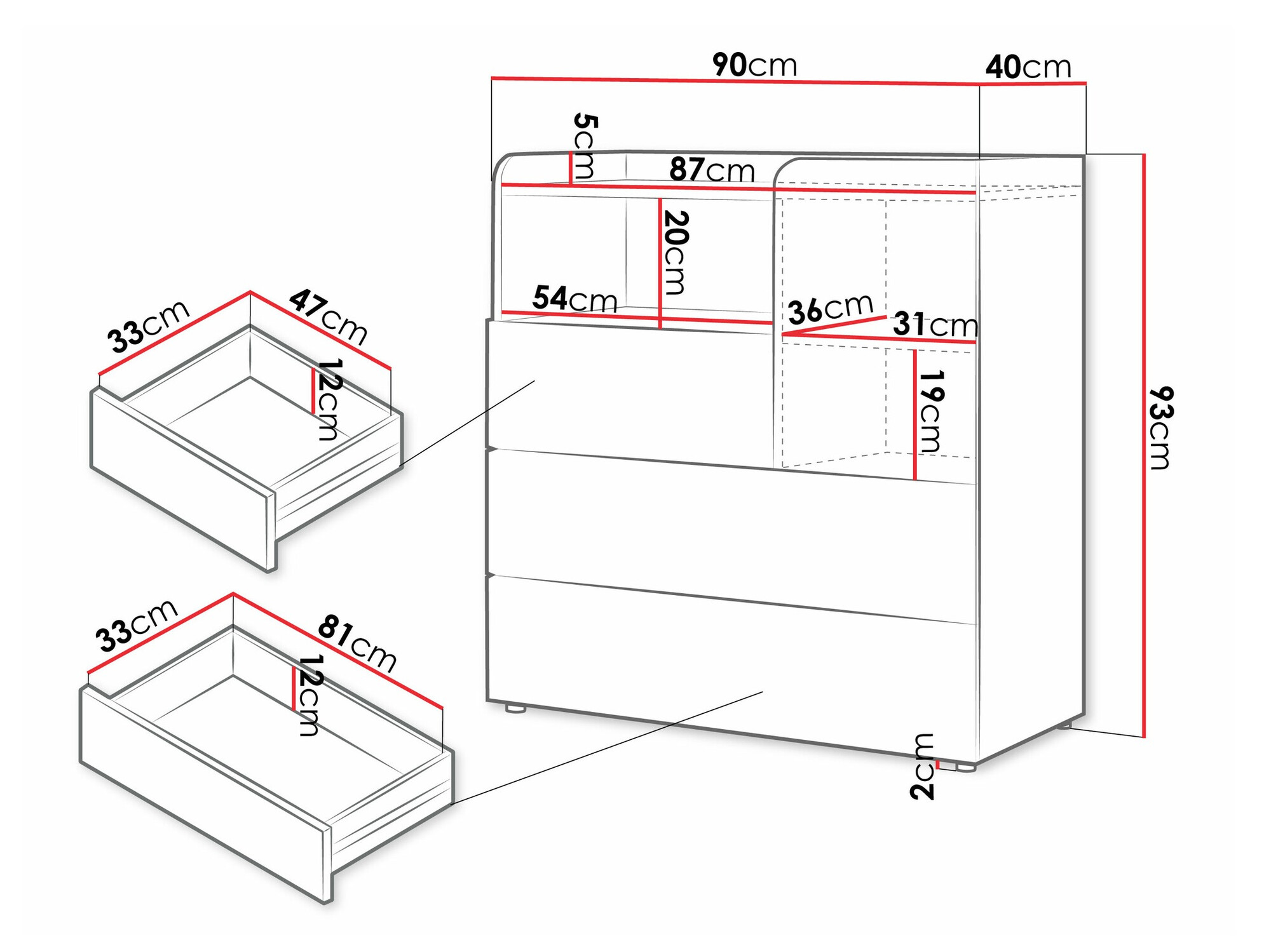 Cómoda Domcali 109 (Gris + Roble)