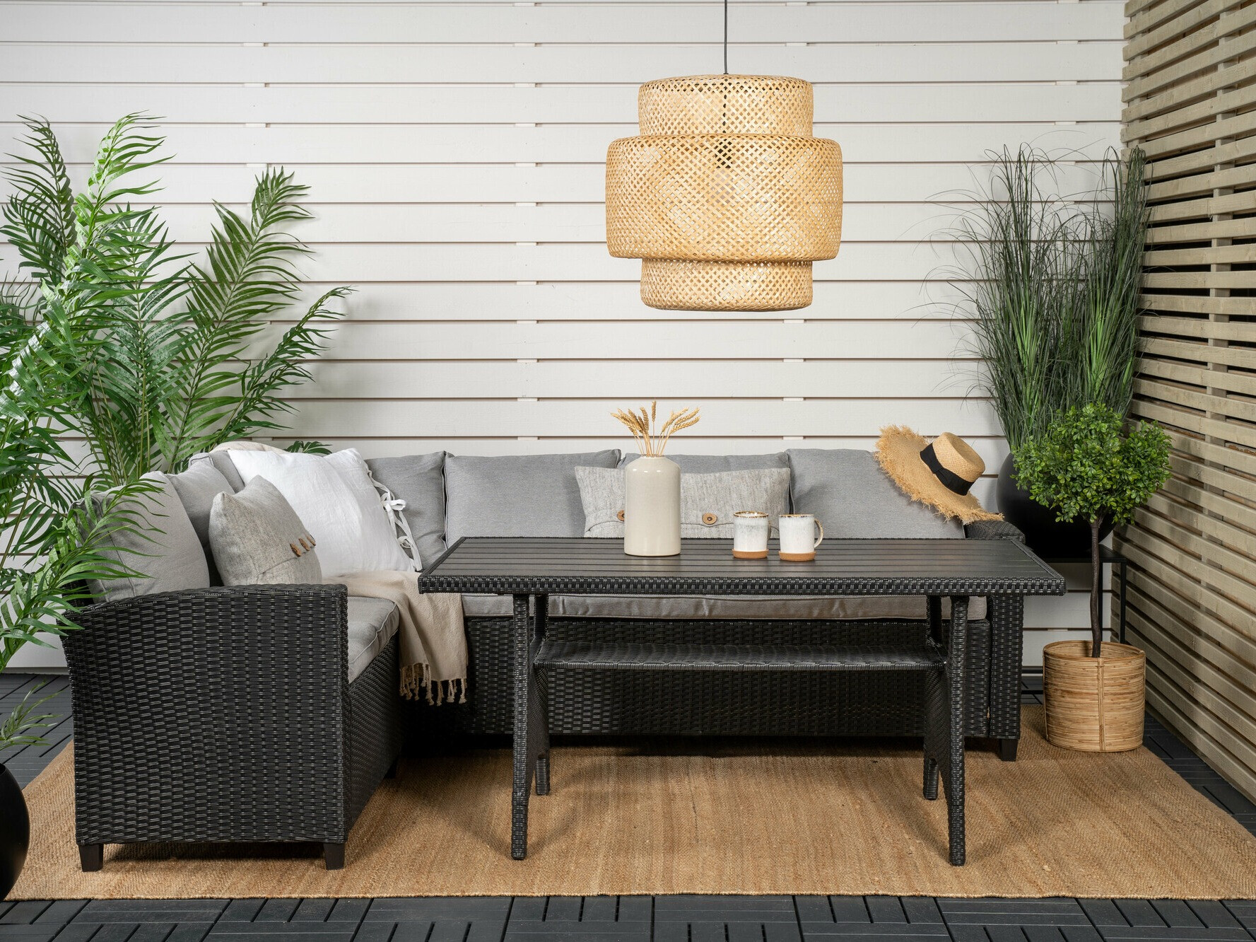 Conjunto de muebles de exterior Dallas 4628 (Gris oscuro + Gris claro)