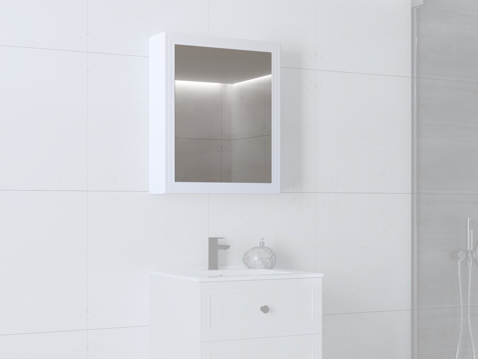 Mueble con espejo para baño Fiovele 101 (Blanco)