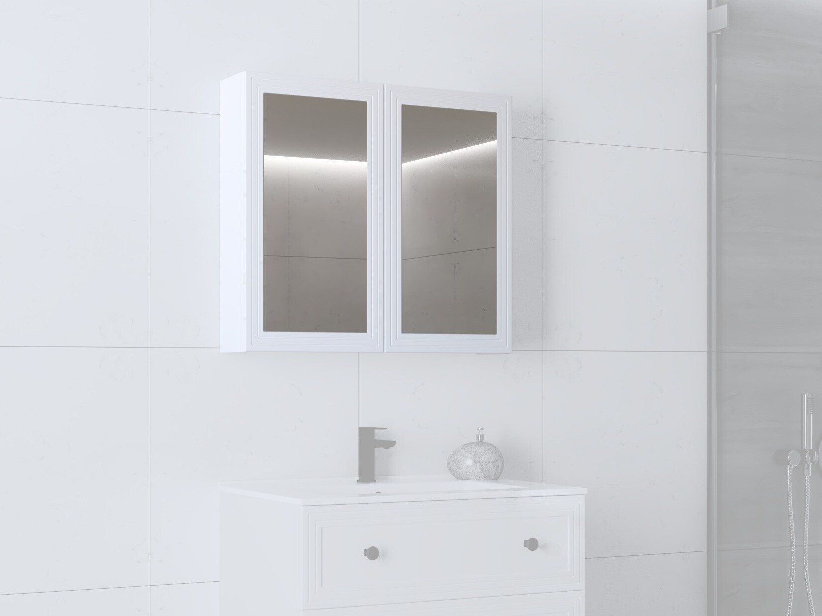 Mueble con espejo para baño Fiovele 102 (Blanco)