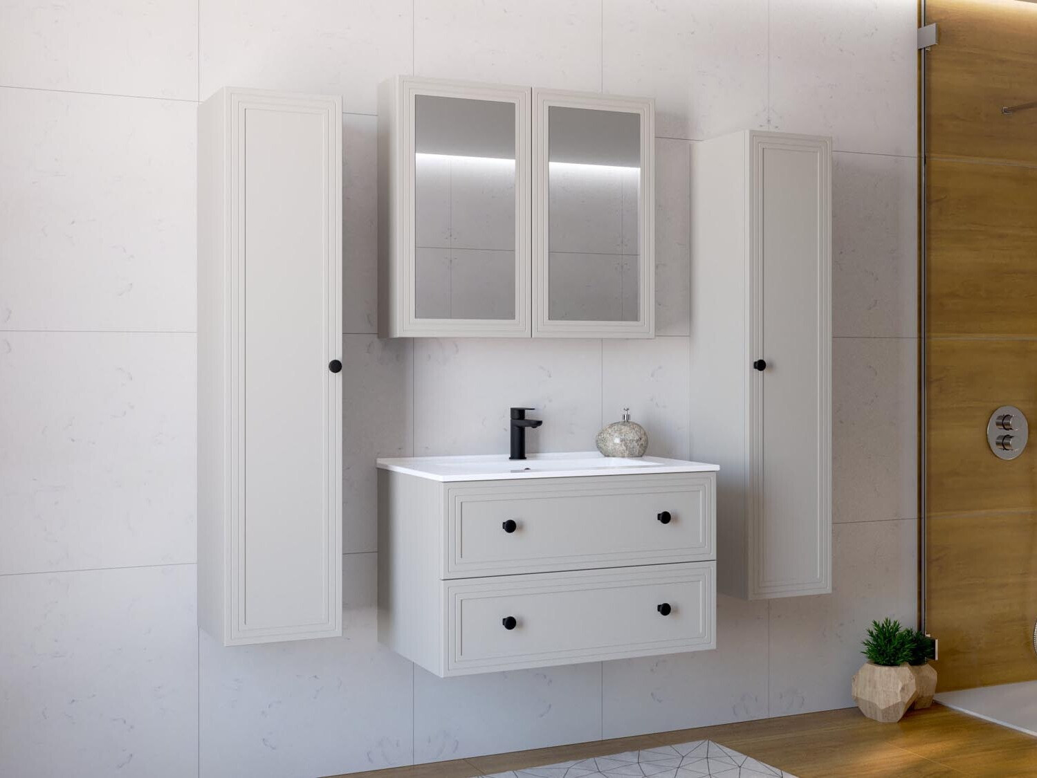 Mueble con espejo para baño Fiovele 102 (Cachemira)