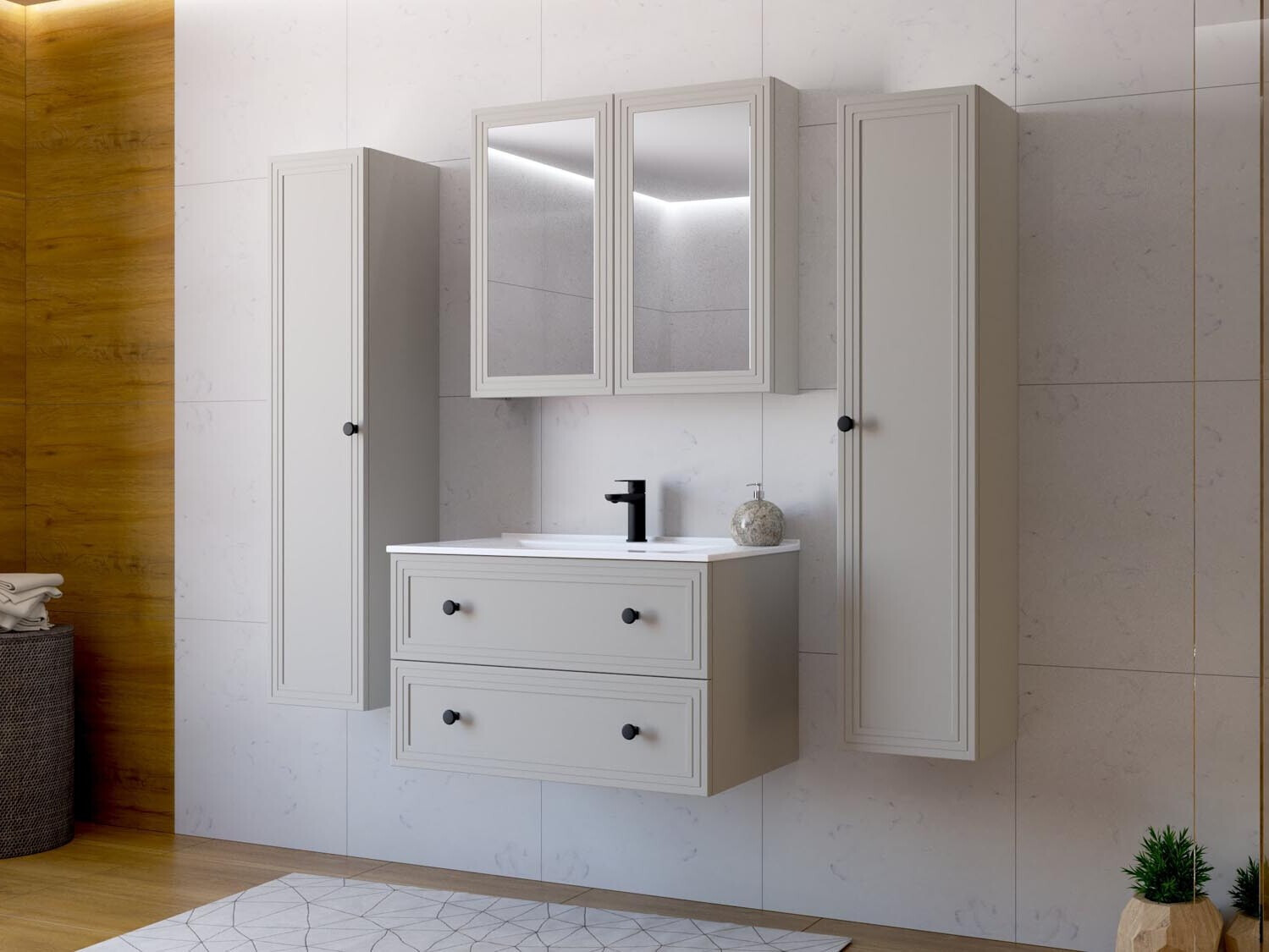 Mueble con espejo para baño Fiovele 102 (Cachemira)