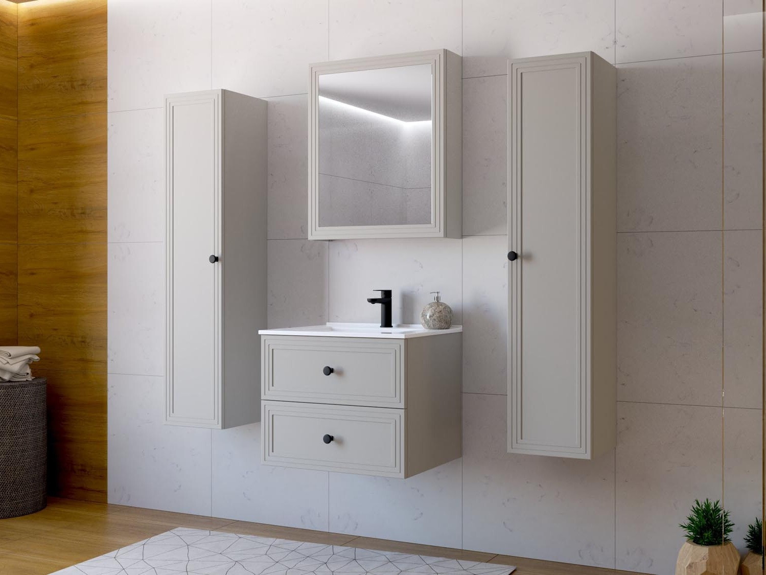 Mueble para baño con espejo Fiovele 101 (Cachemira)