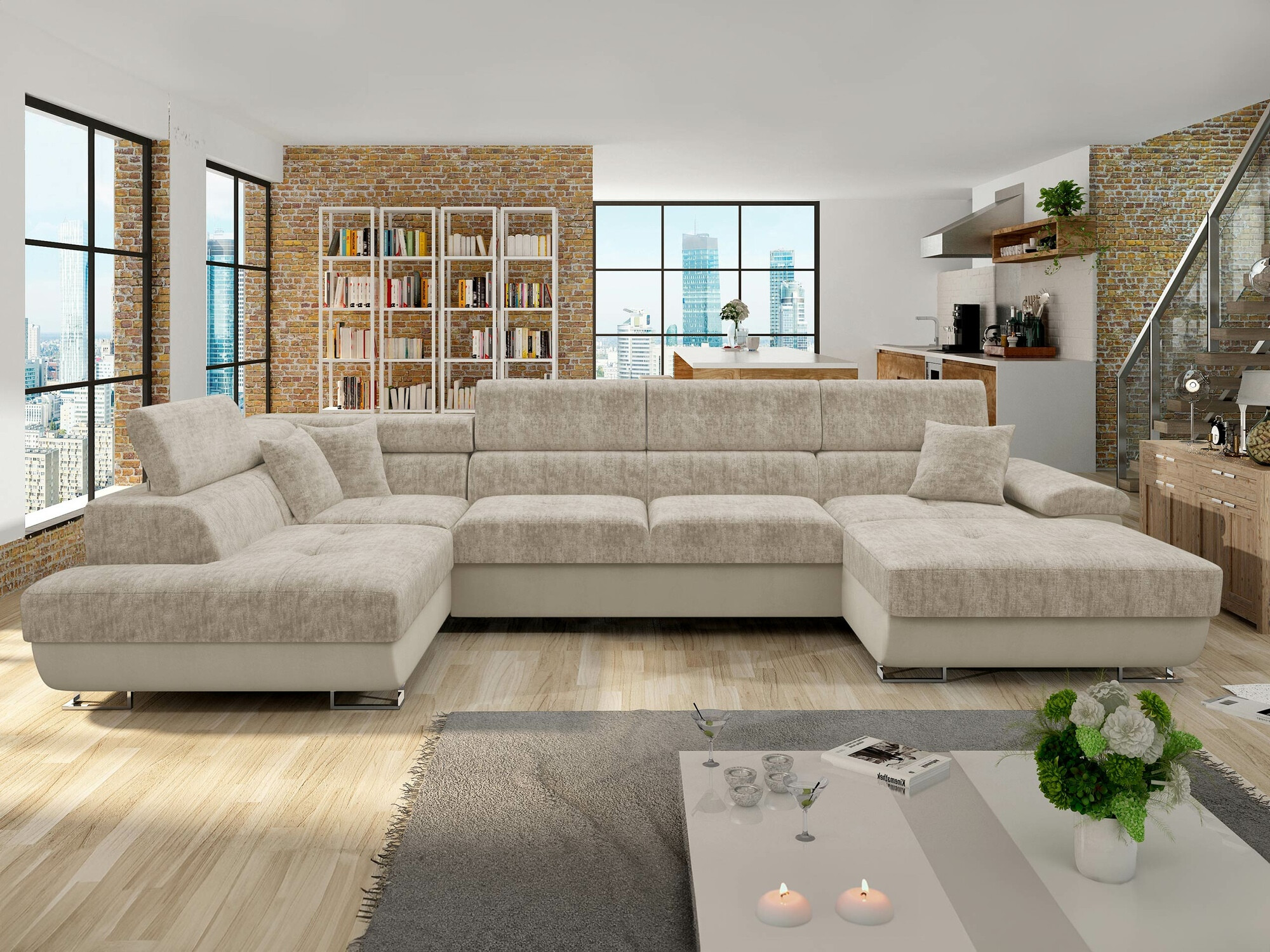 Sofá rinconero Comfivo Ruta VI (Venus Velvet 2927 + Miu 2041)