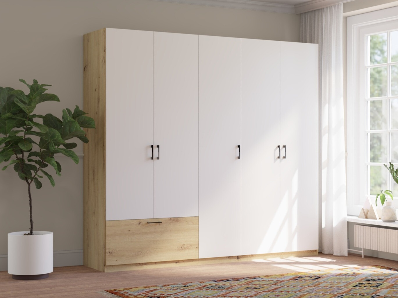 Armario Bristol 249 (Roble Artisan + Blanco)