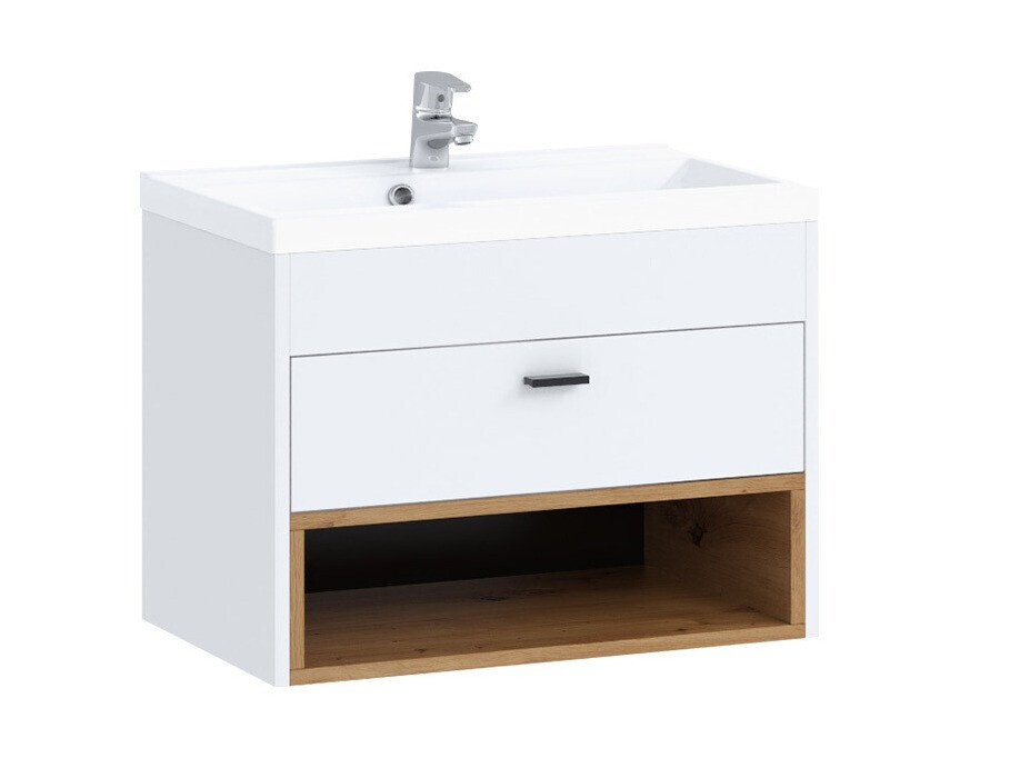 Armario de baño colgante para lavabo Baltesi 118 (Blanco + Roble Artisan)