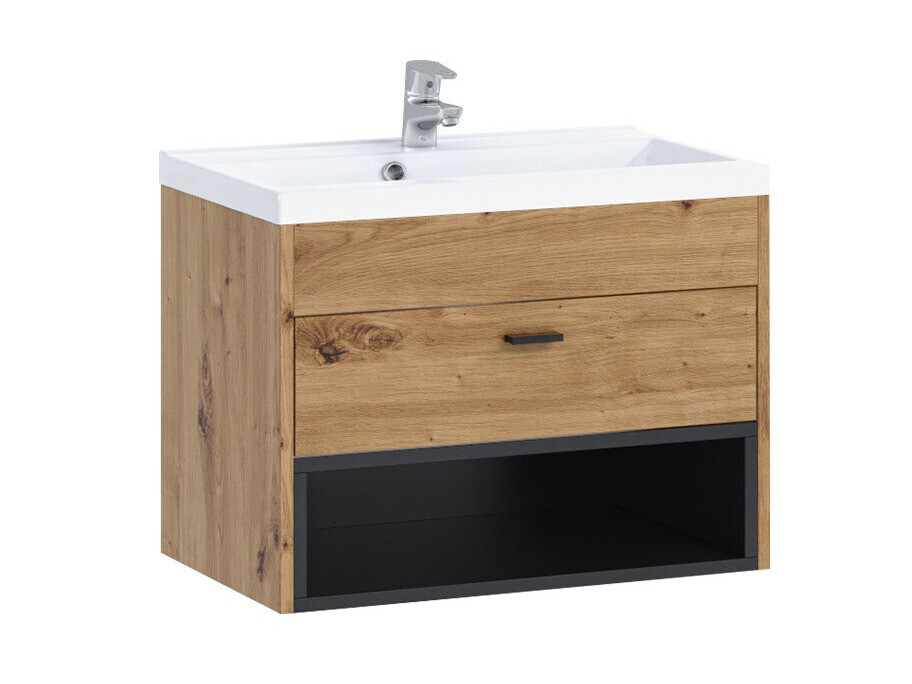 Armario de baño colgante para lavabo Velum (Roble Artisan + Negro)
