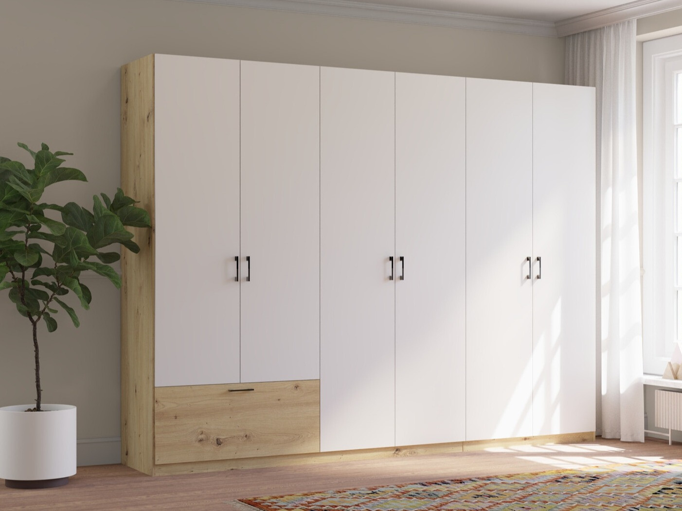 Armario Bristol 250 (Roble Artisan + Blanco)
