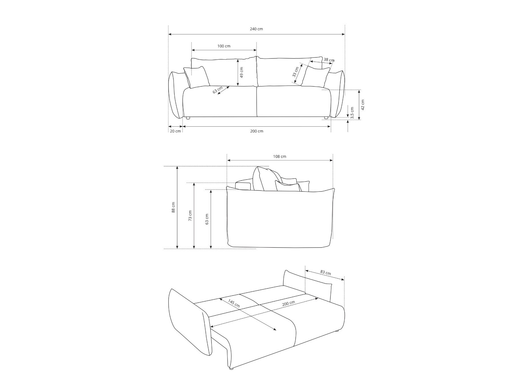 Sofá-cama Kingston 150 (Tilia 86)