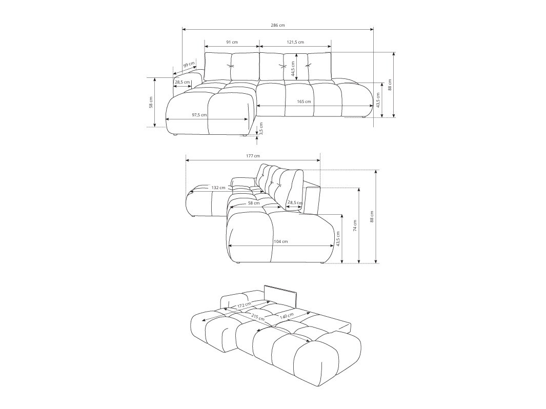 Sofá rinconero Kingston 156 (Curio 09)