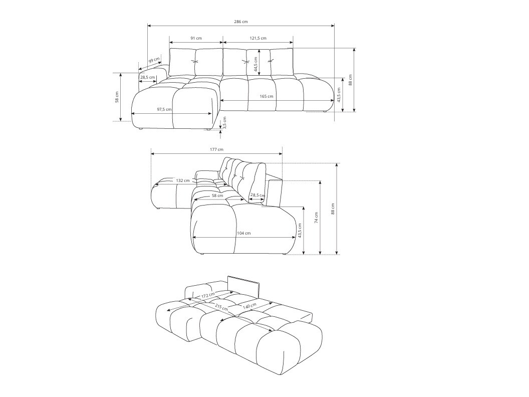 Sofá rinconero Kingston 156 (Curio 60)