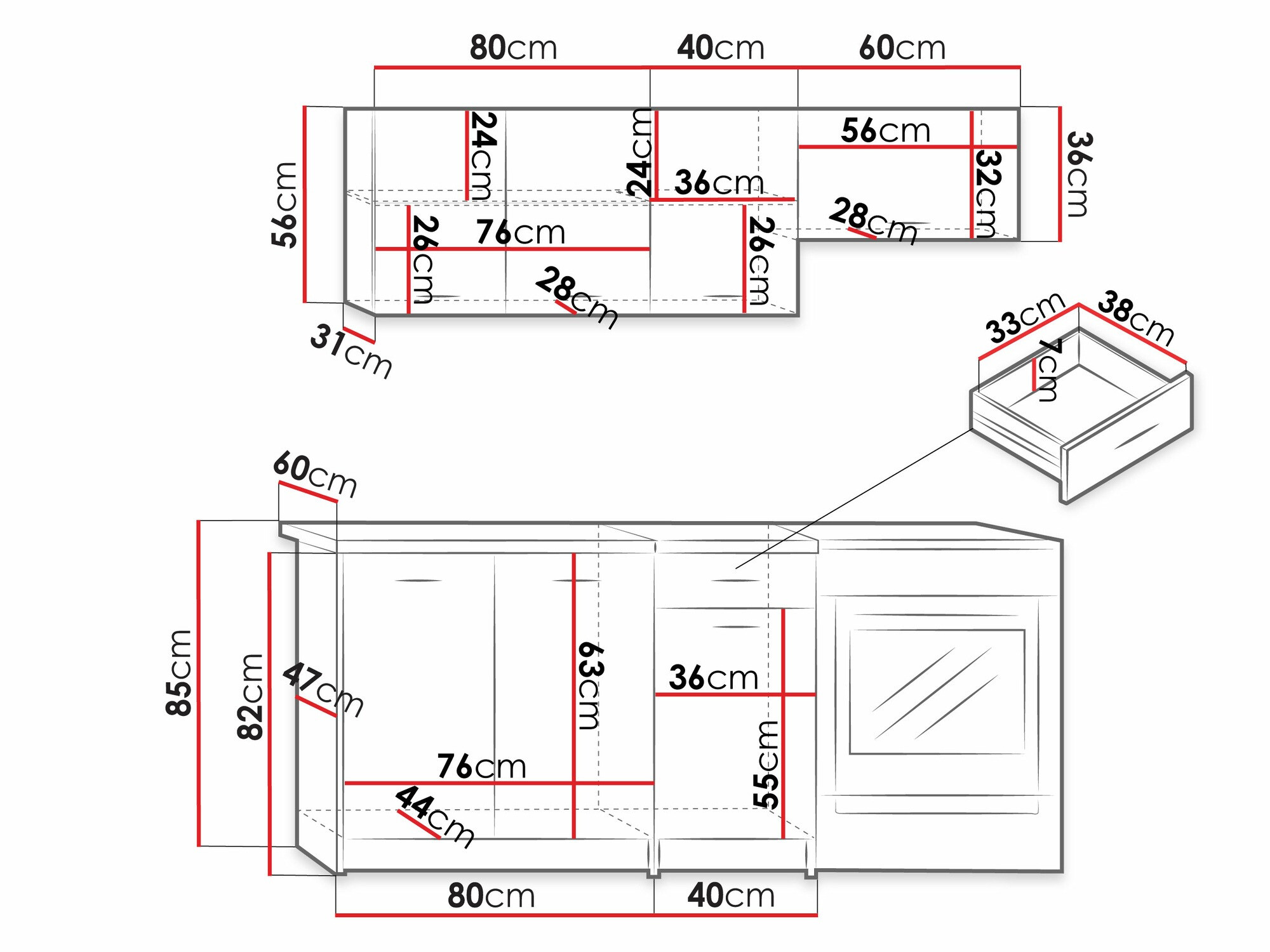 Conjunto de cocina Ota (Roble Sonoma + Beige)