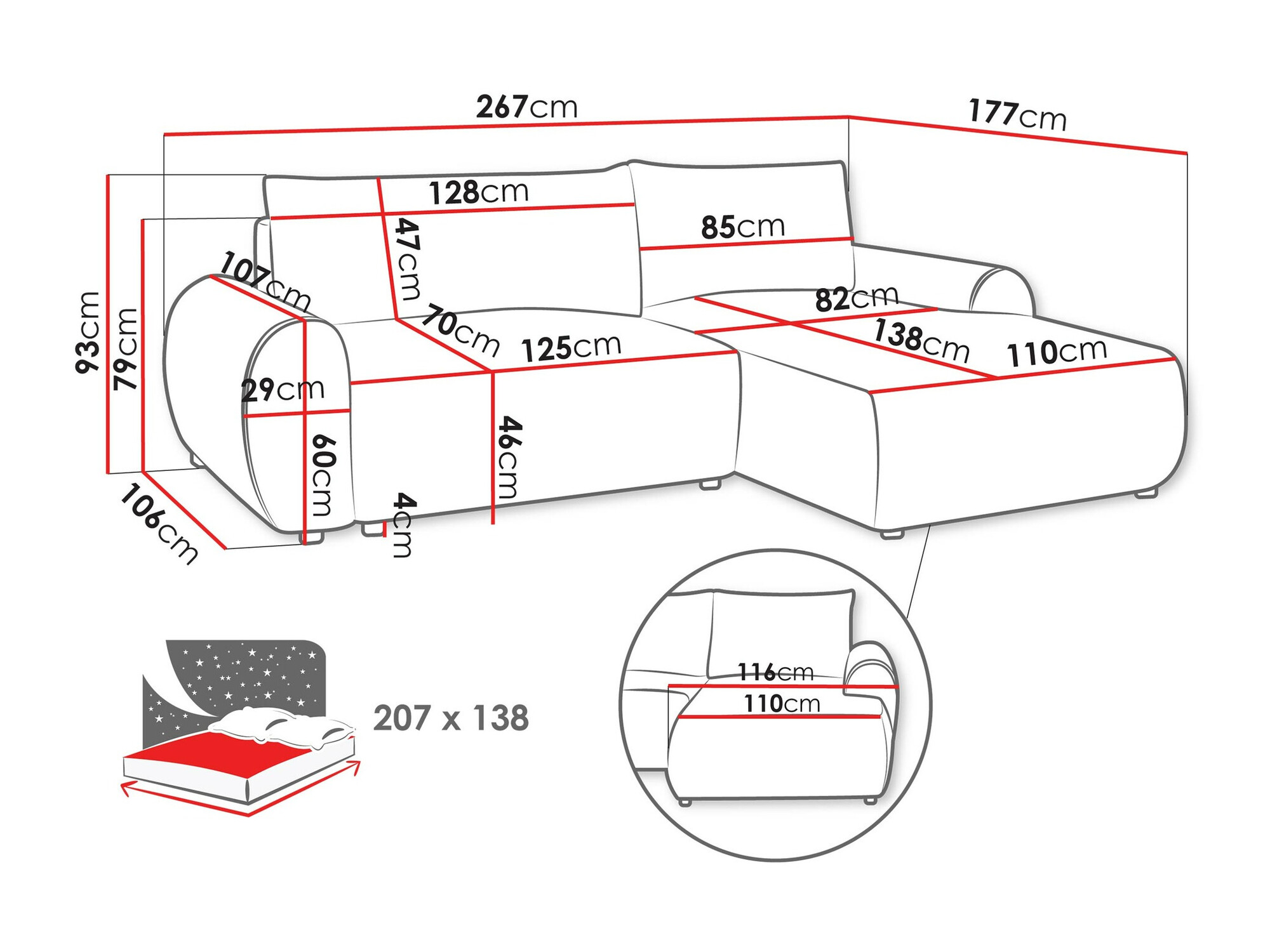 Sofá rinconero TrendyNest Strigina (Tilia 86)